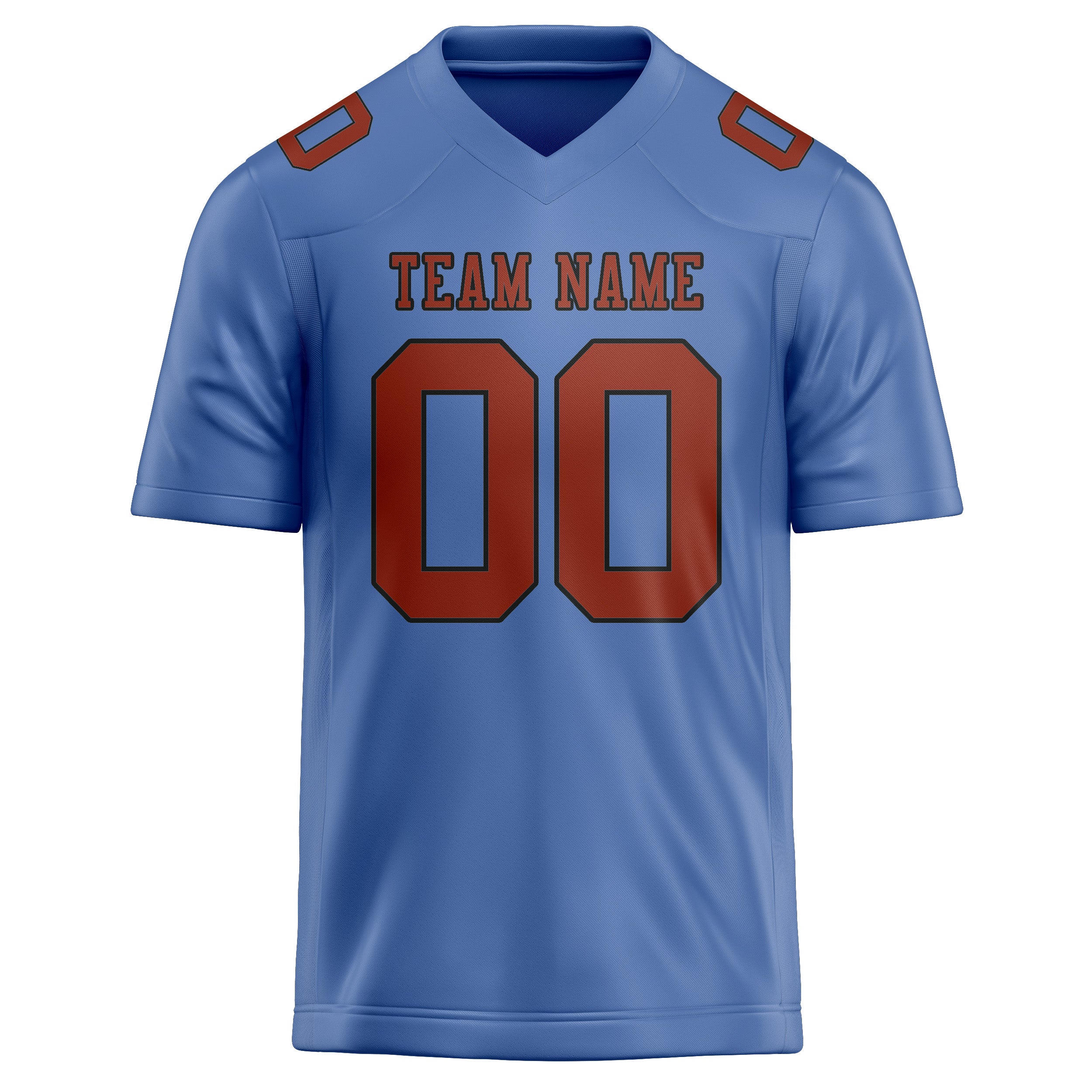 Custom Light Blue Coral Red Football Jersey