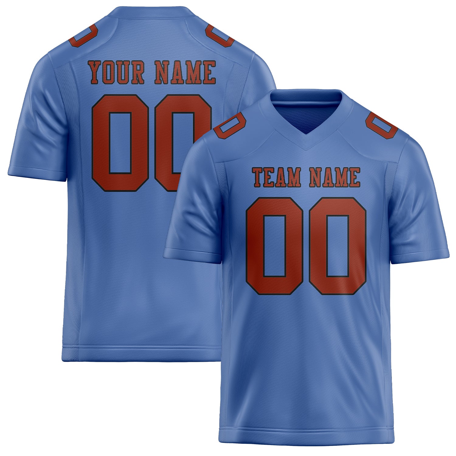 Custom Light Blue Coral Red Football Jersey