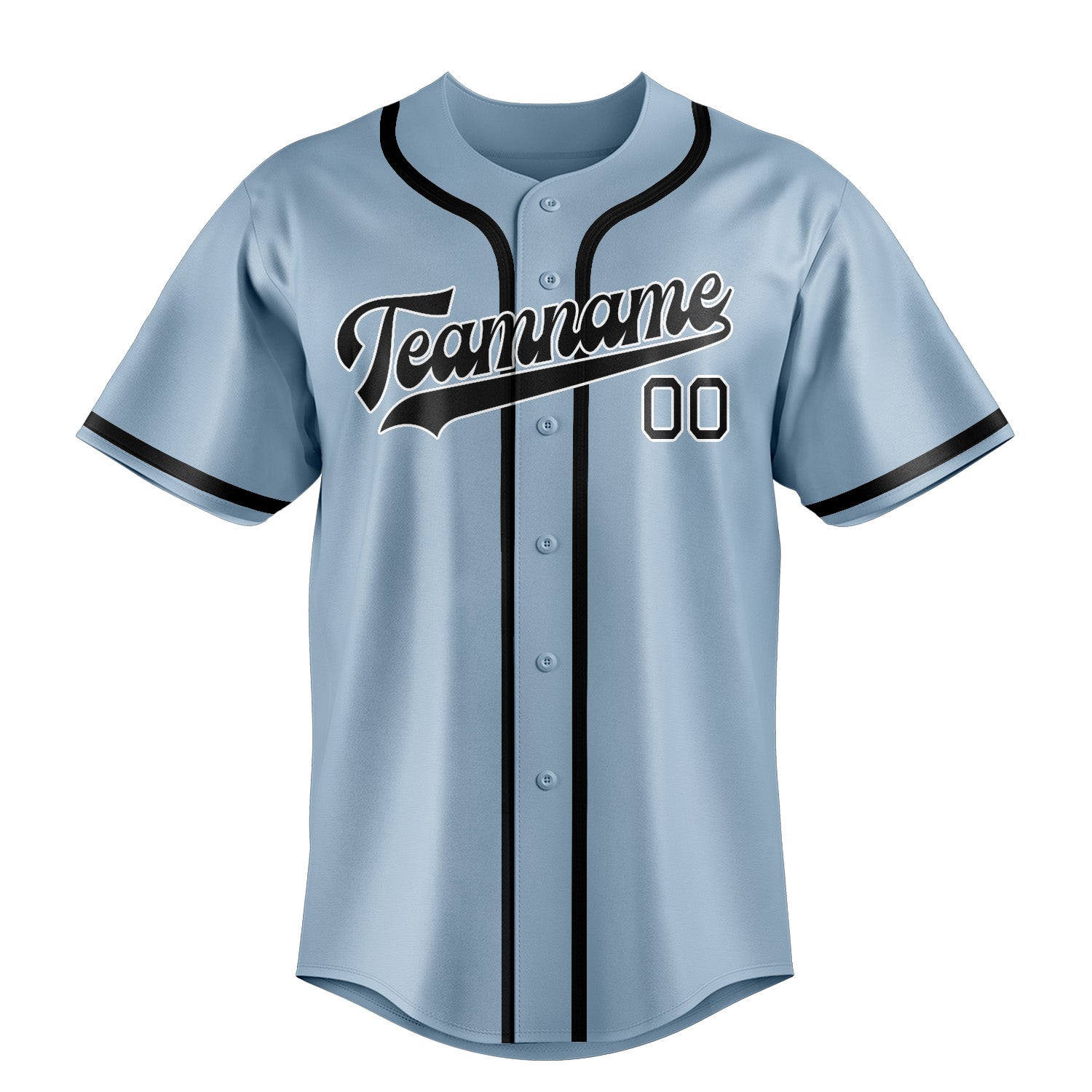 Custom Light Blue Black Baseball Jersey