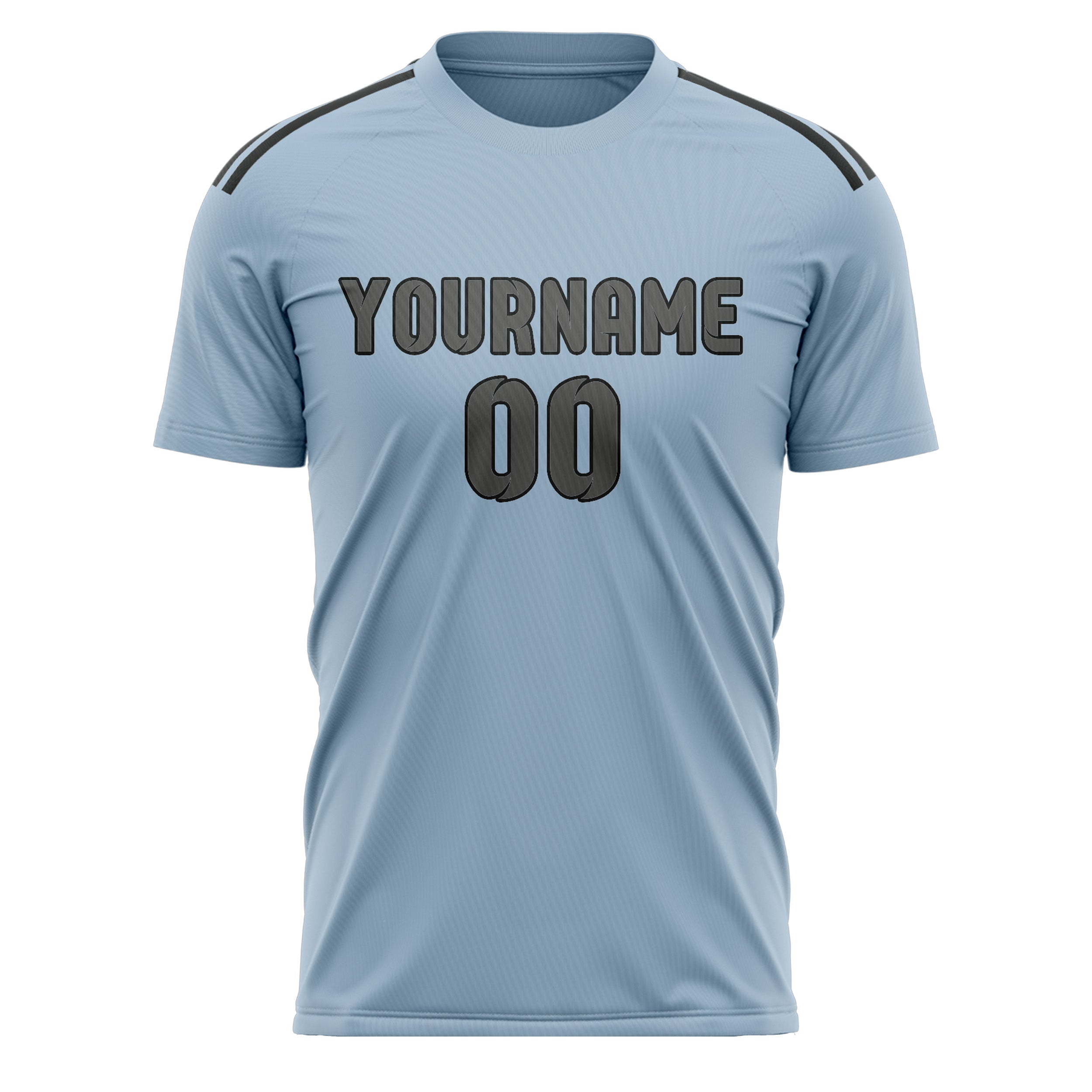 Custom Light Blue Dark Grey Soccer Jersey