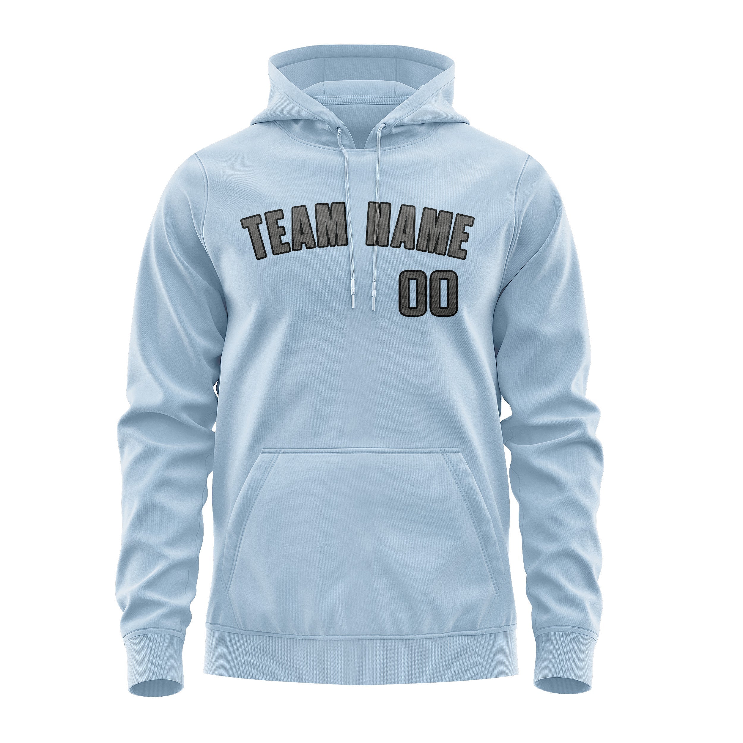 Custom Light Blue Dark Grey Hoodie