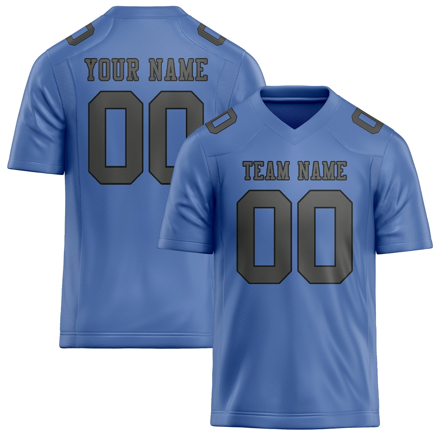 Custom Light Blue Dark Grey Football Jersey