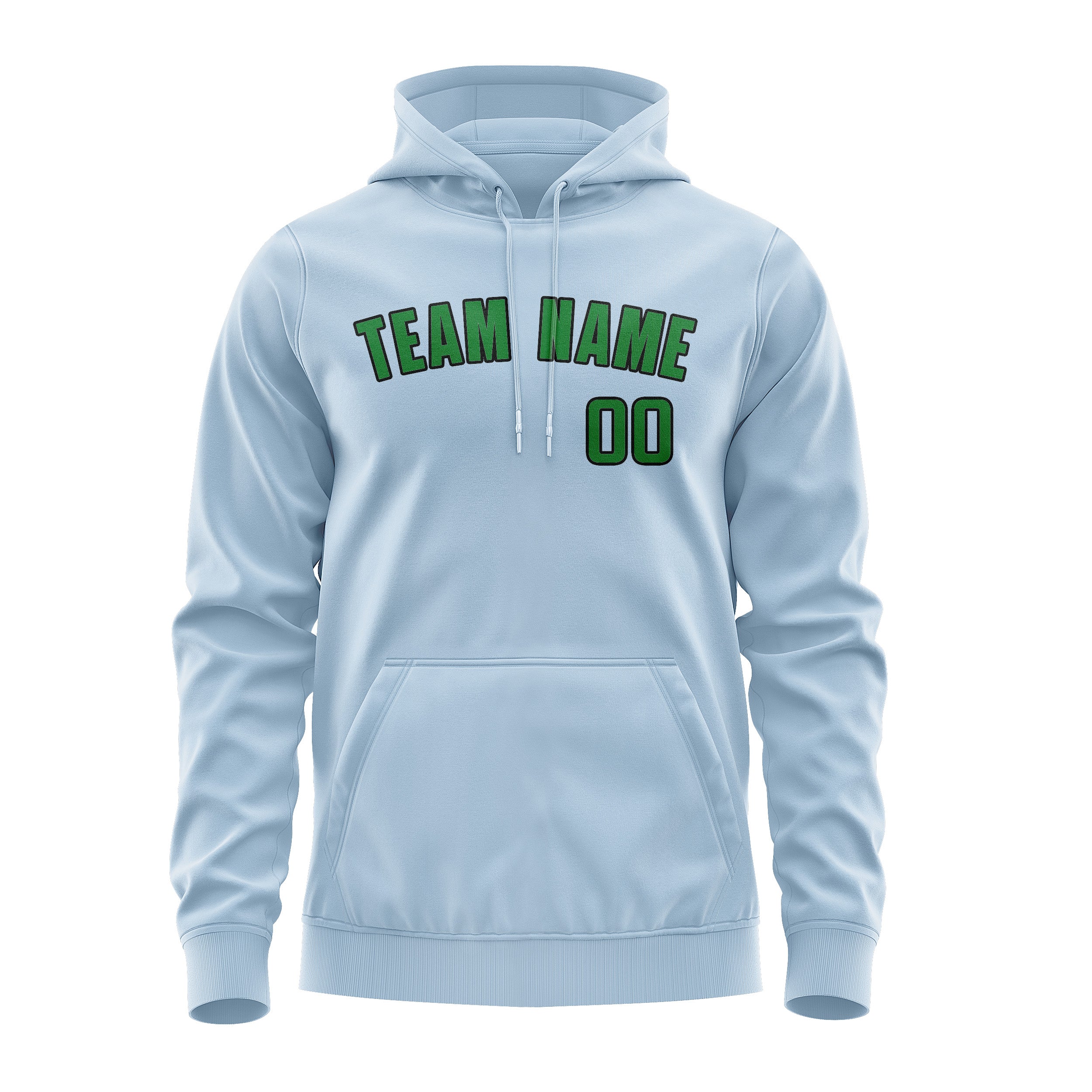 Custom Light Blue Emerald Green Hoodie