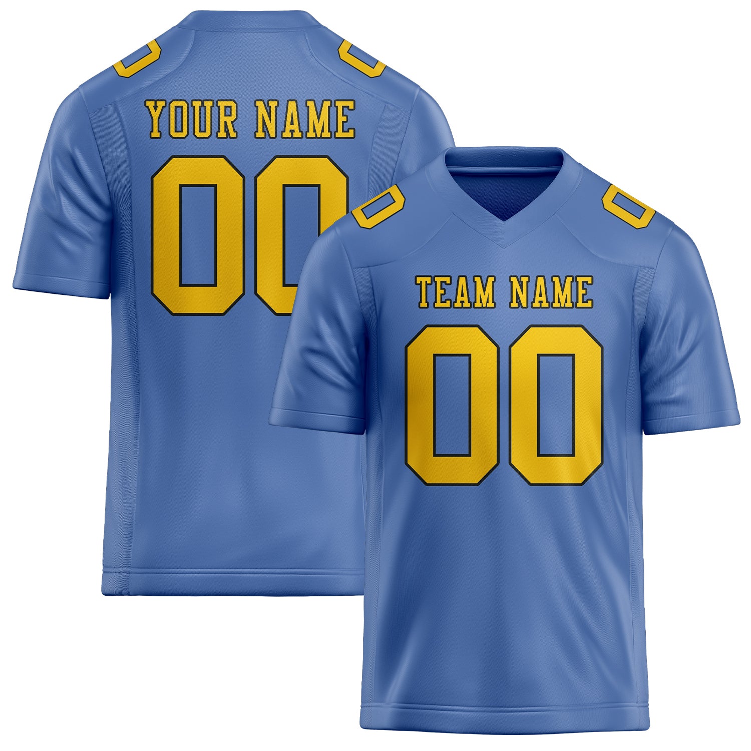 Custom Light Blue Gold Football Jersey