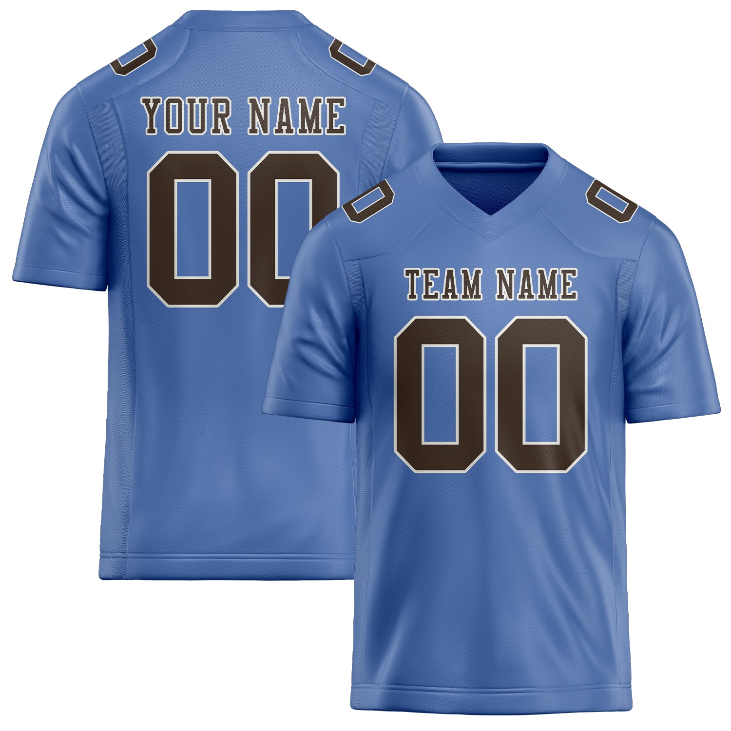 Custom Light Blue Brown Football Jersey
