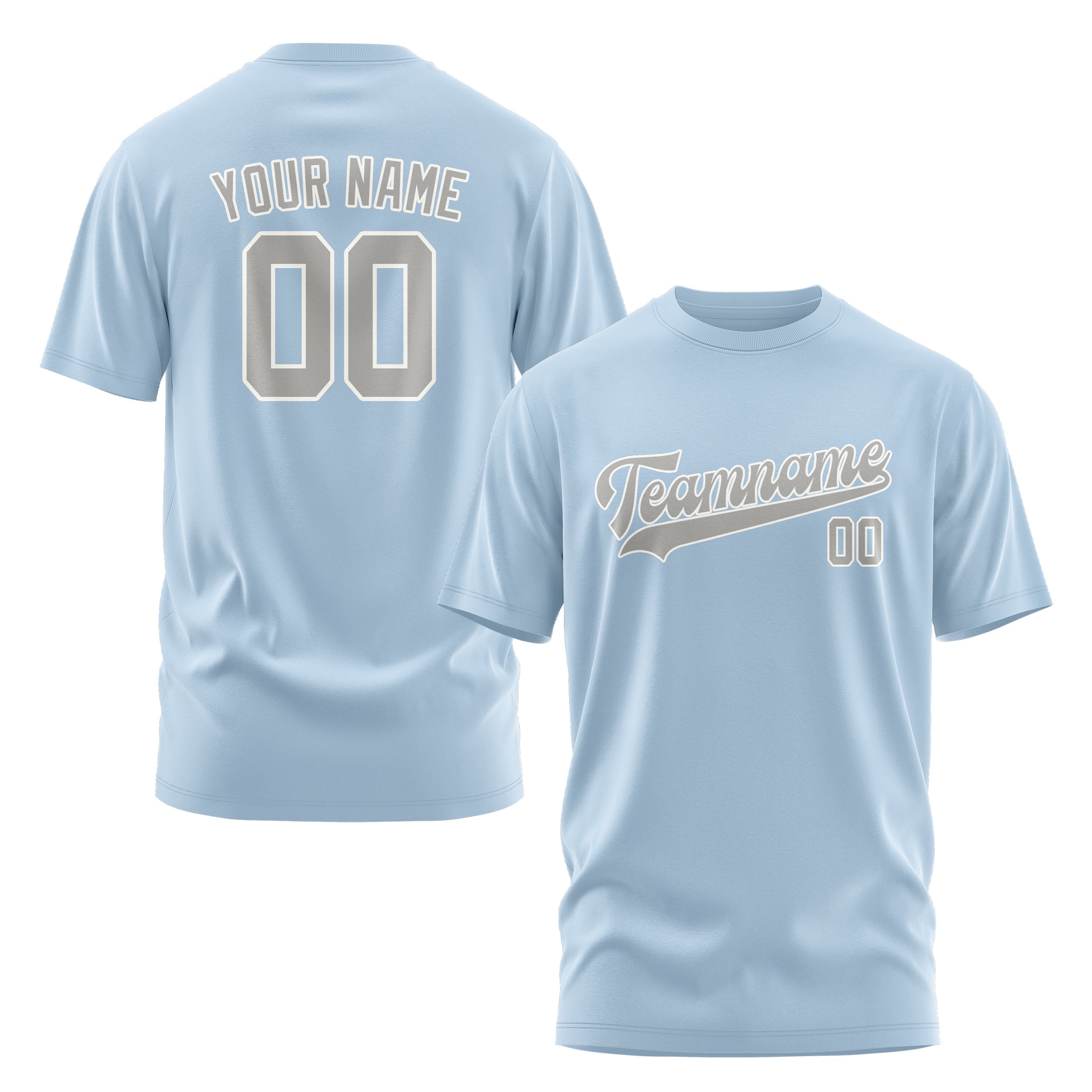 Custom Light Blue Gray T-Shirt