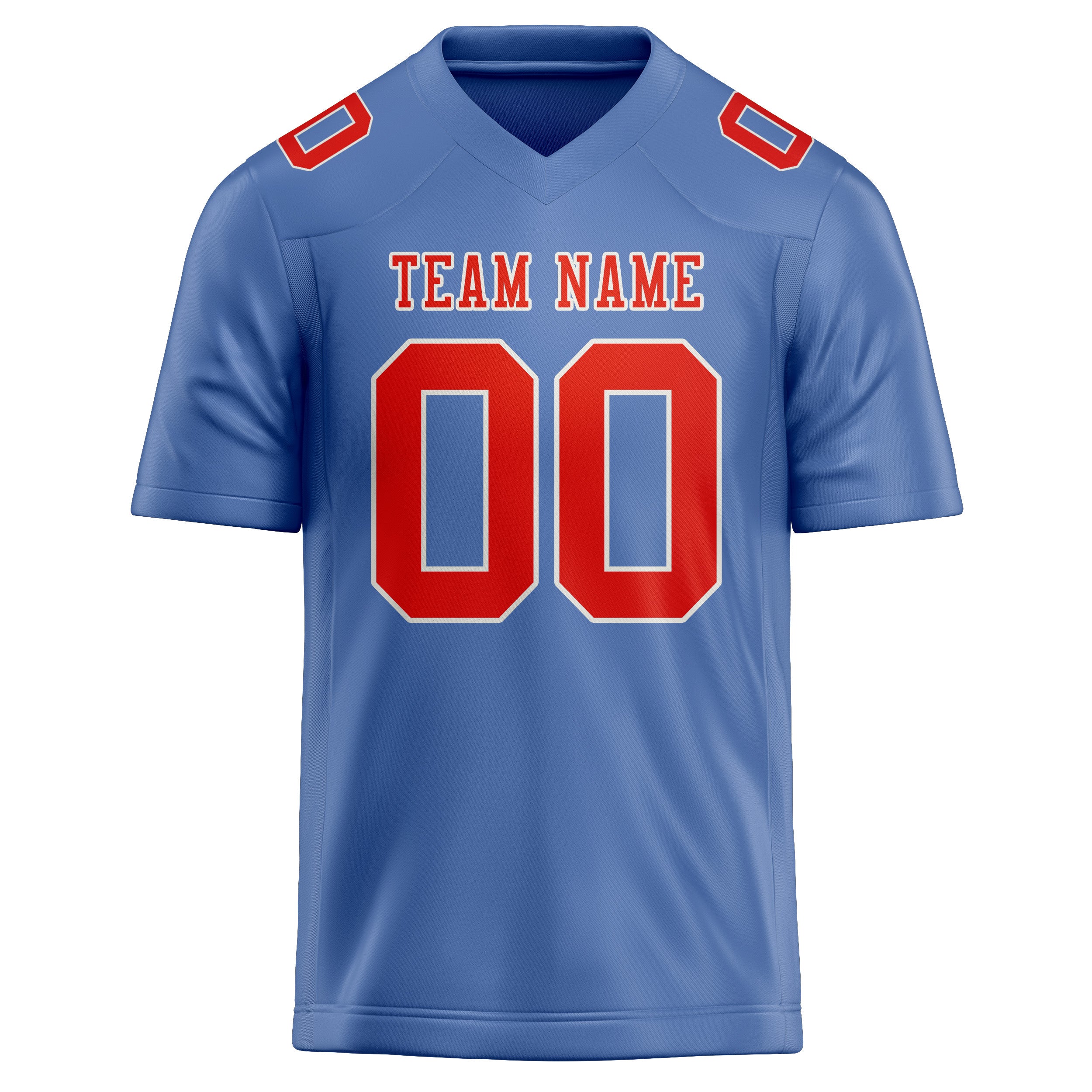 Custom Light Blue Orange Red Football Jersey