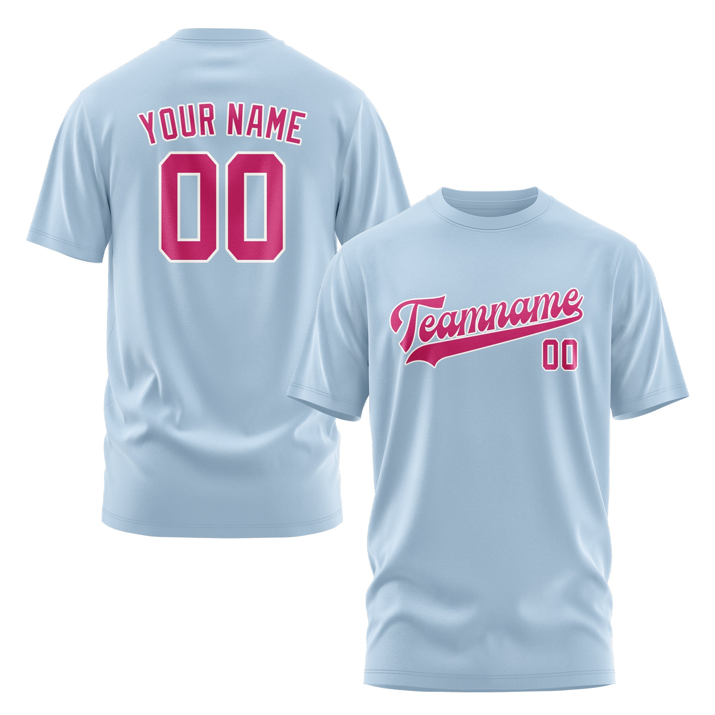Custom Light Blue Pink T-Shirt