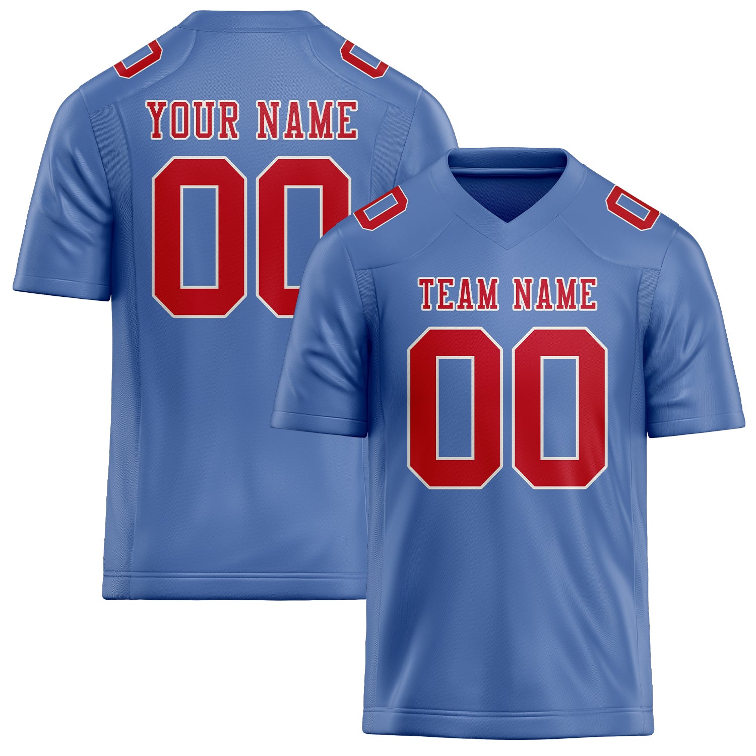 Custom Light Blue Red Football Jersey