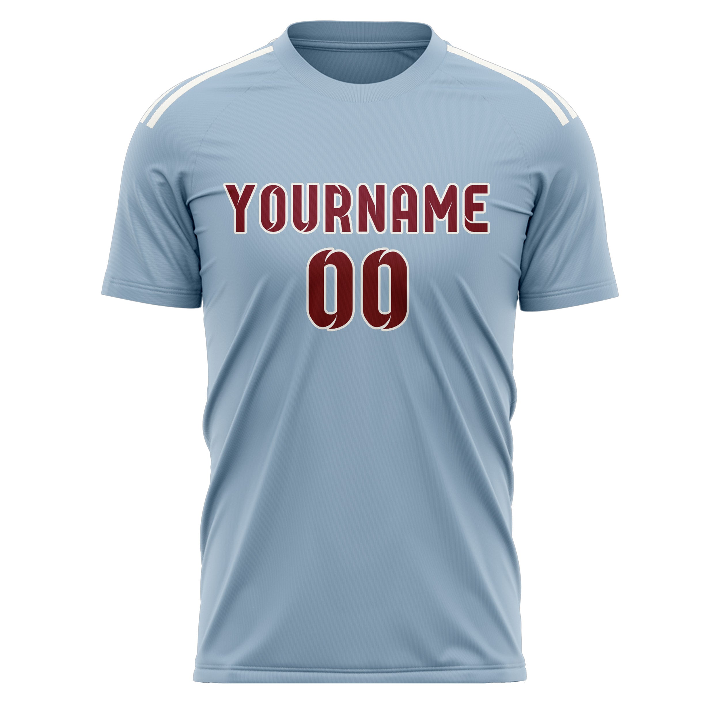 Custom Light Blue Crimson Red Soccer Jersey