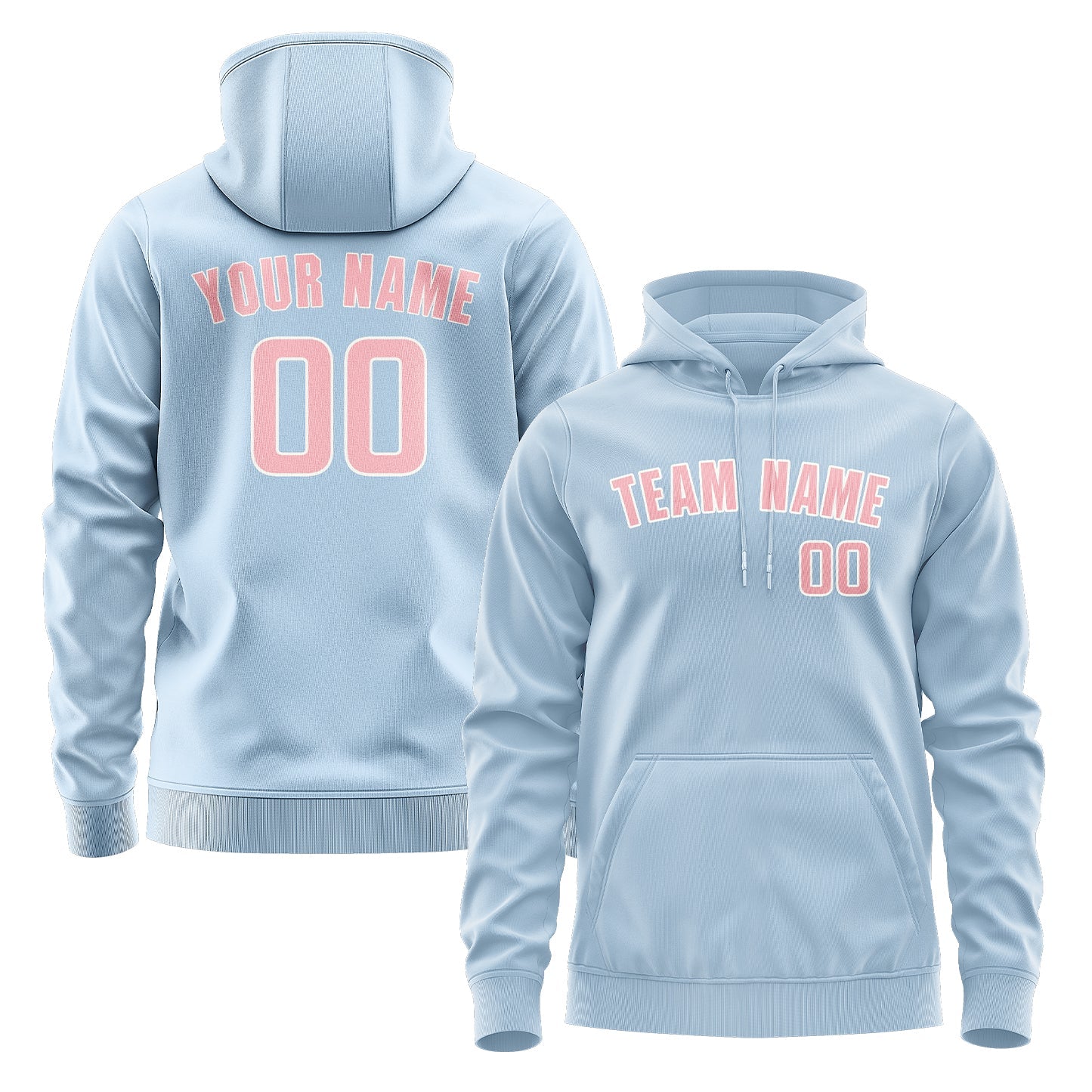 Custom Light Blue Light Pink Hoodie