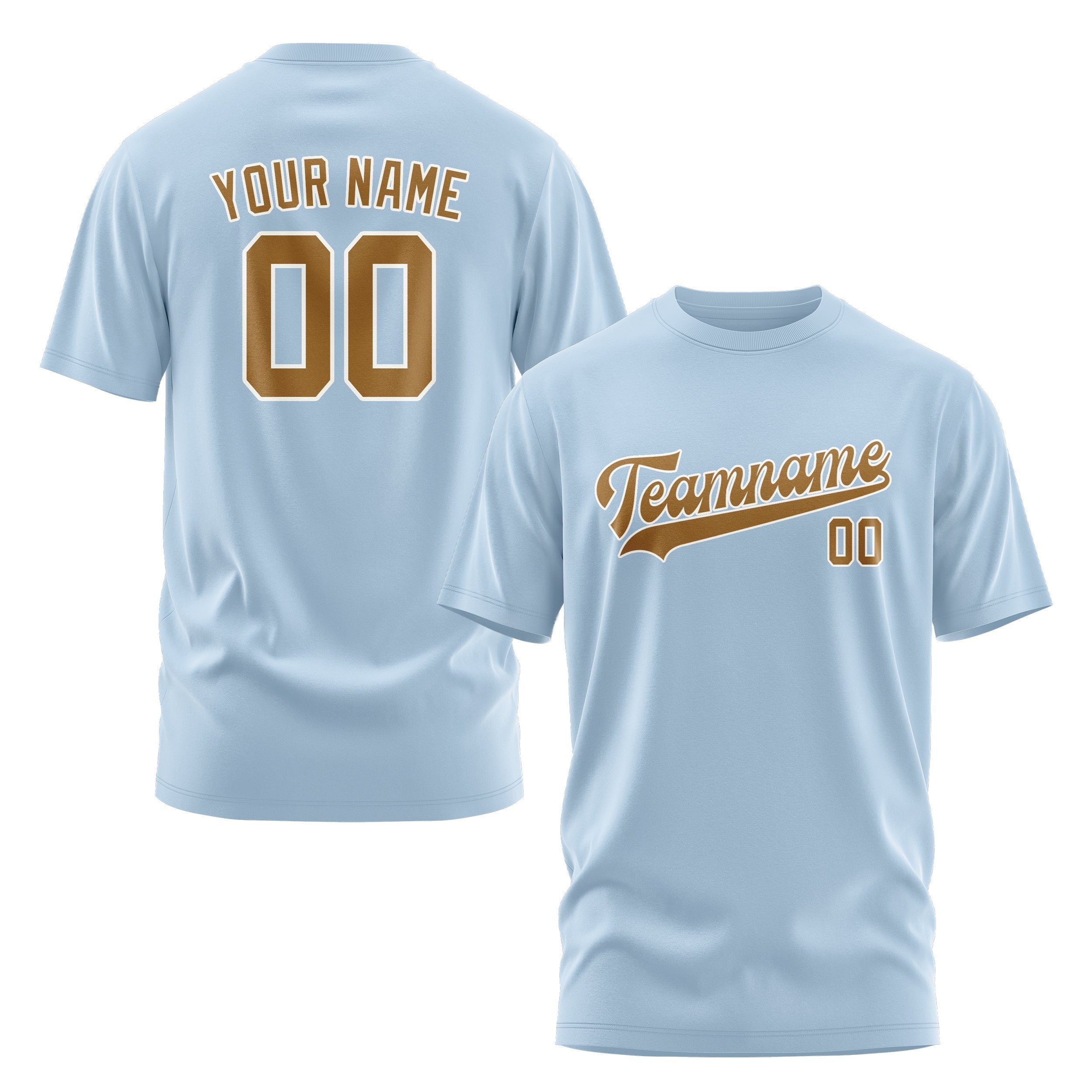 Custom Light Blue Khaki T-Shirt