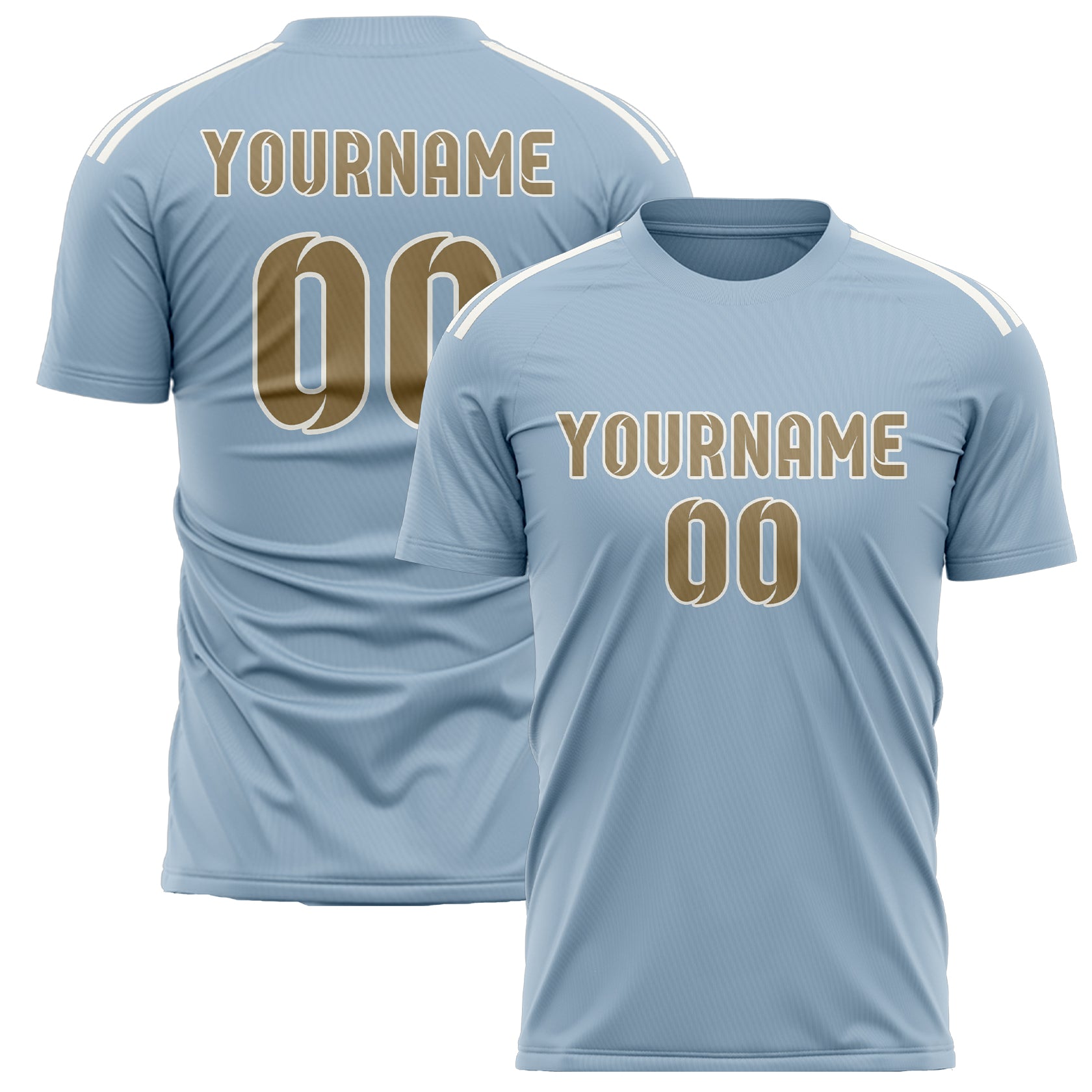 Custom Light Blue Light Khaki Soccer Jersey