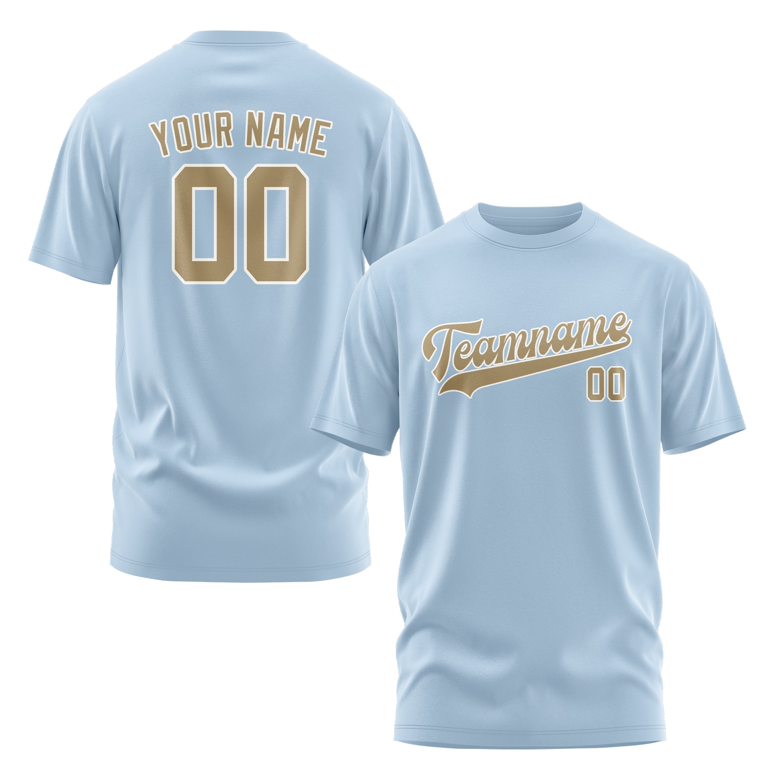 Custom Light Blue Light Khaki T-Shirt