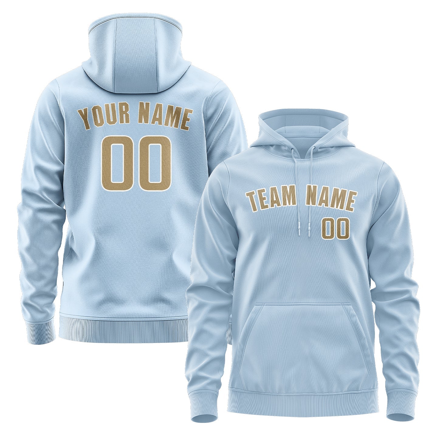 Custom Light Blue Light Khaki Hoodie