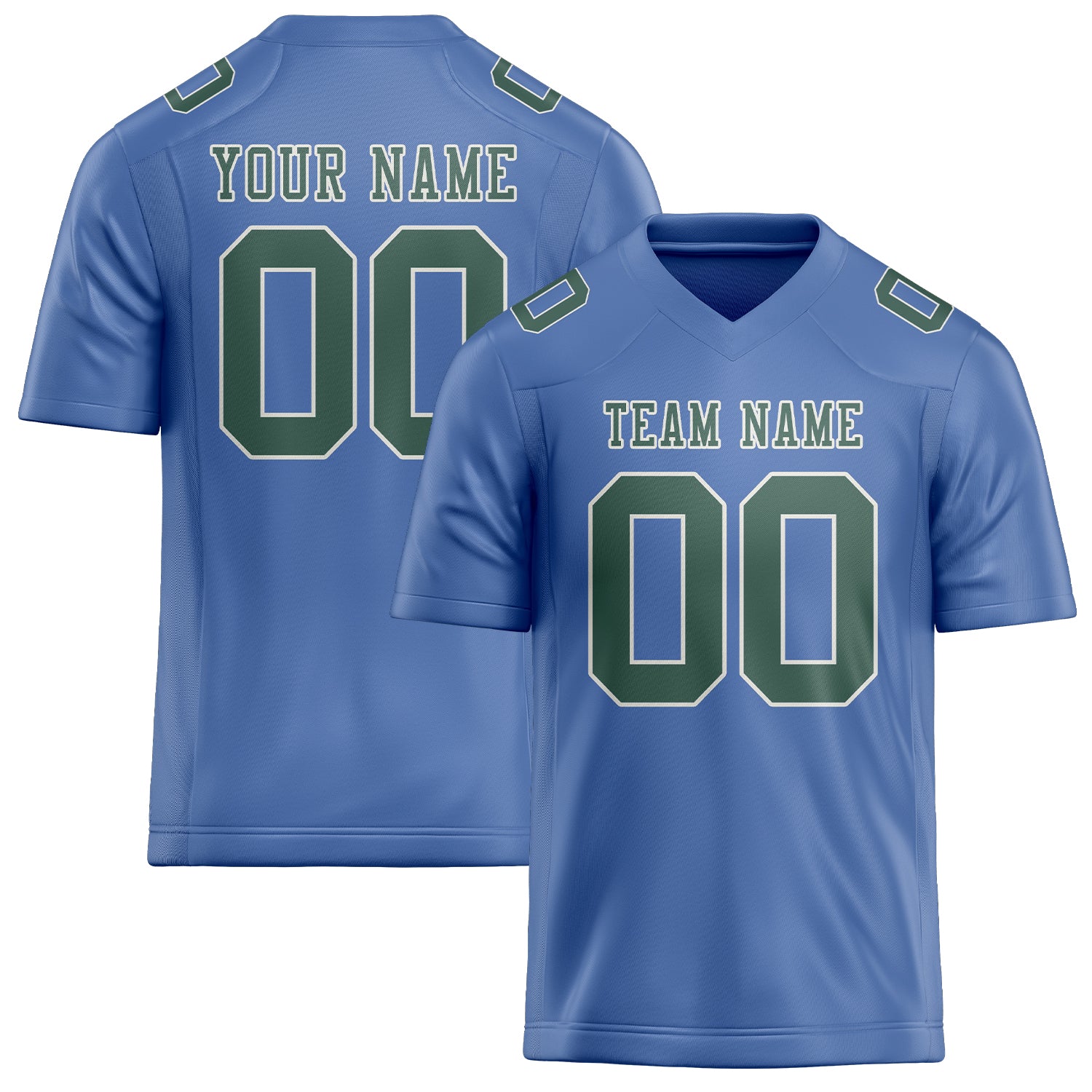 Custom Light Blue Blue Green Football Jersey