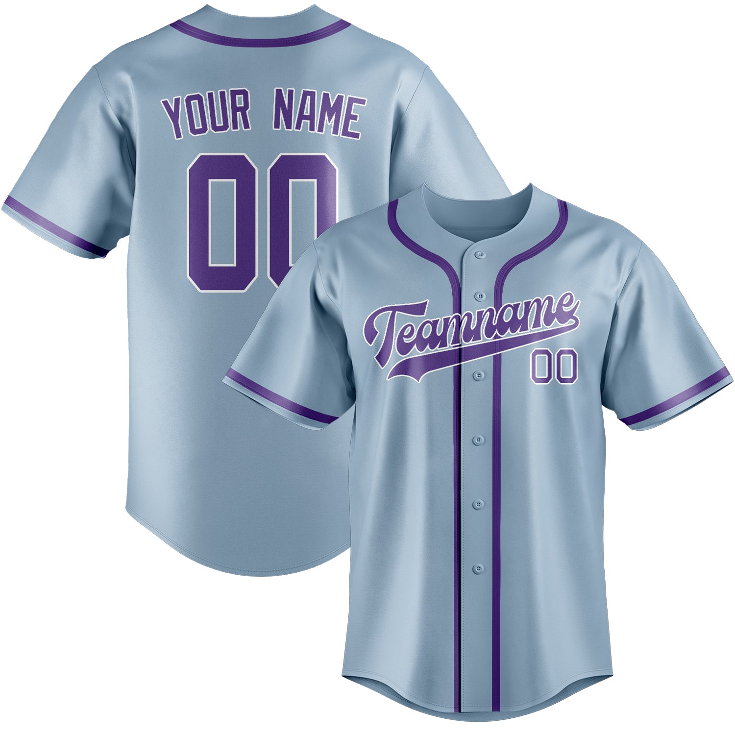 Custom Light Blue Light Purple Baseball Jersey