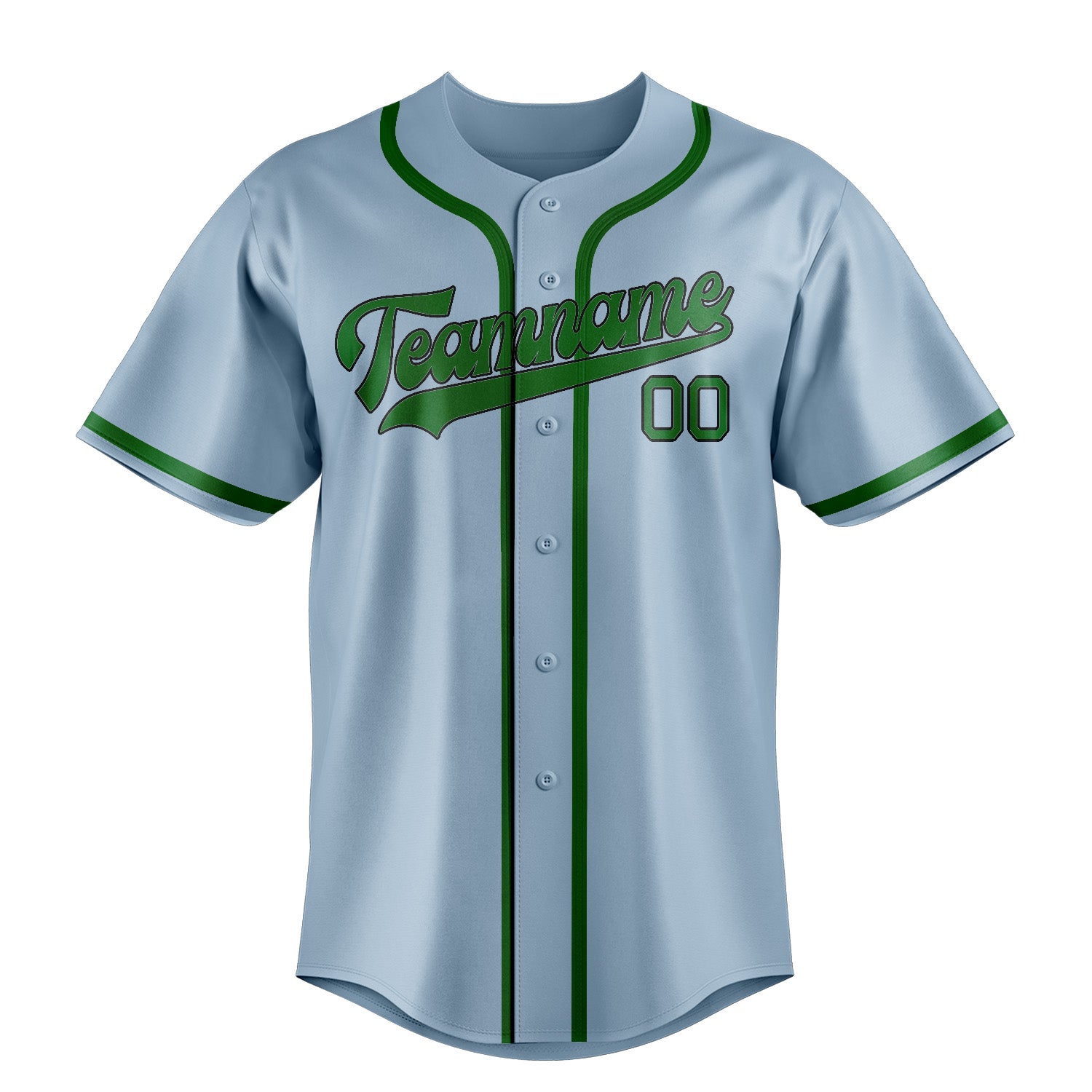 Custom Light Blue Emerald Green Baseball Jersey