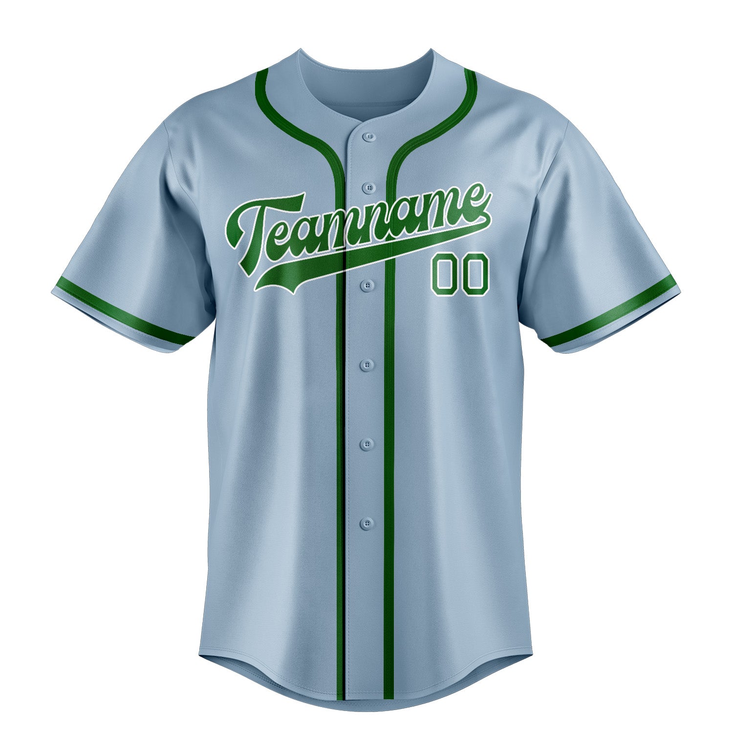 Custom Light Blue Emerald Green Baseball Jersey