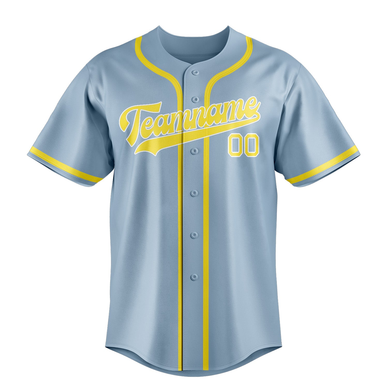 Custom Light Blue Light Yellow Baseball Jersey