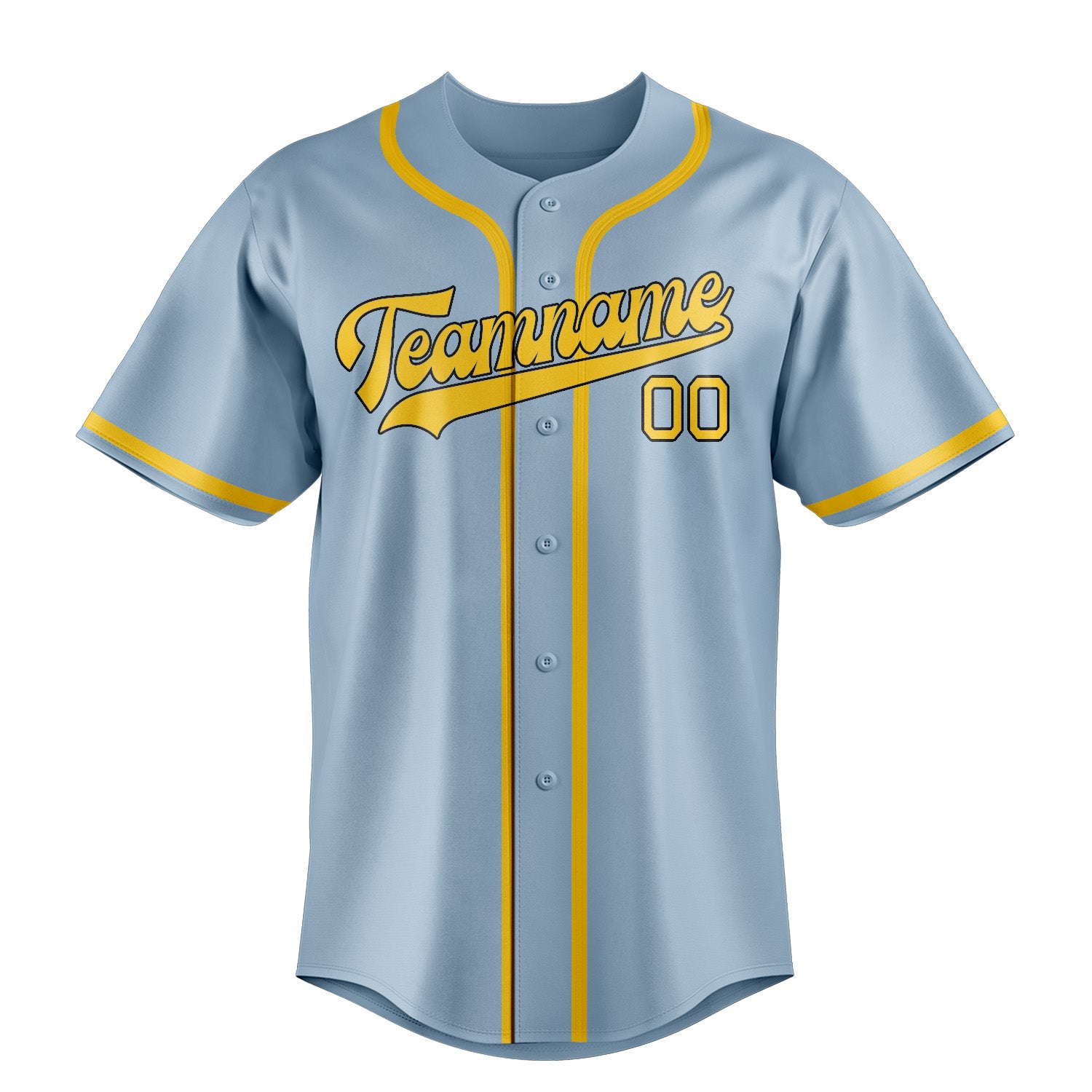 Custom Light Blue Gold Baseball Jersey