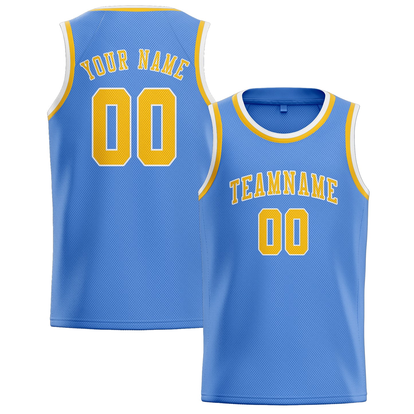 Custom Light Blue Gold Basketball Jersey