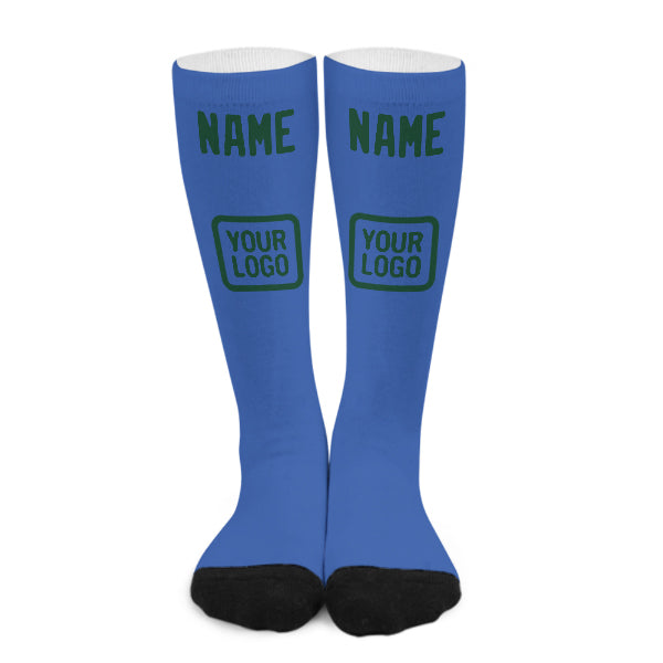 Custom Sky Blue Green Knee-High Sock