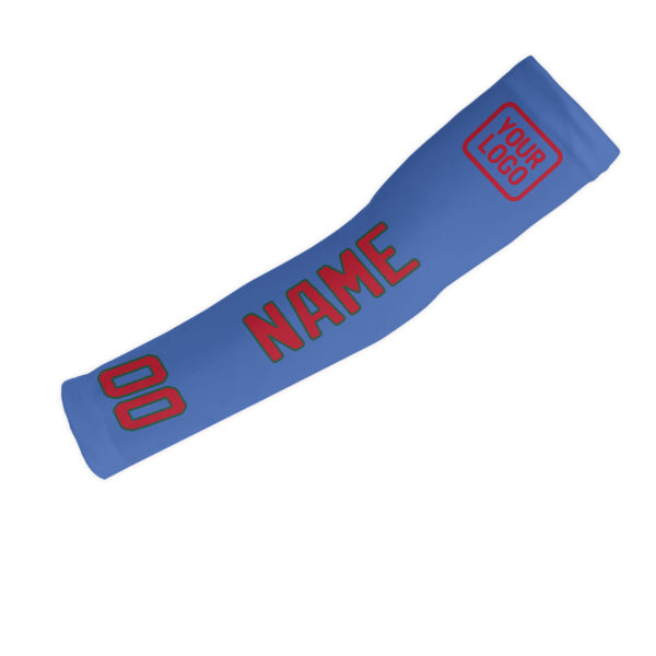 Custom Sky Blue Red Arm Sleeve