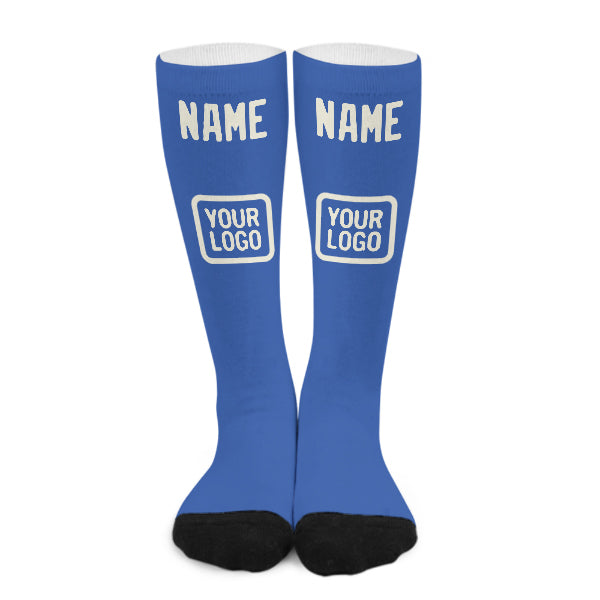 Custom Sky Blue Cream Knee-High Sock