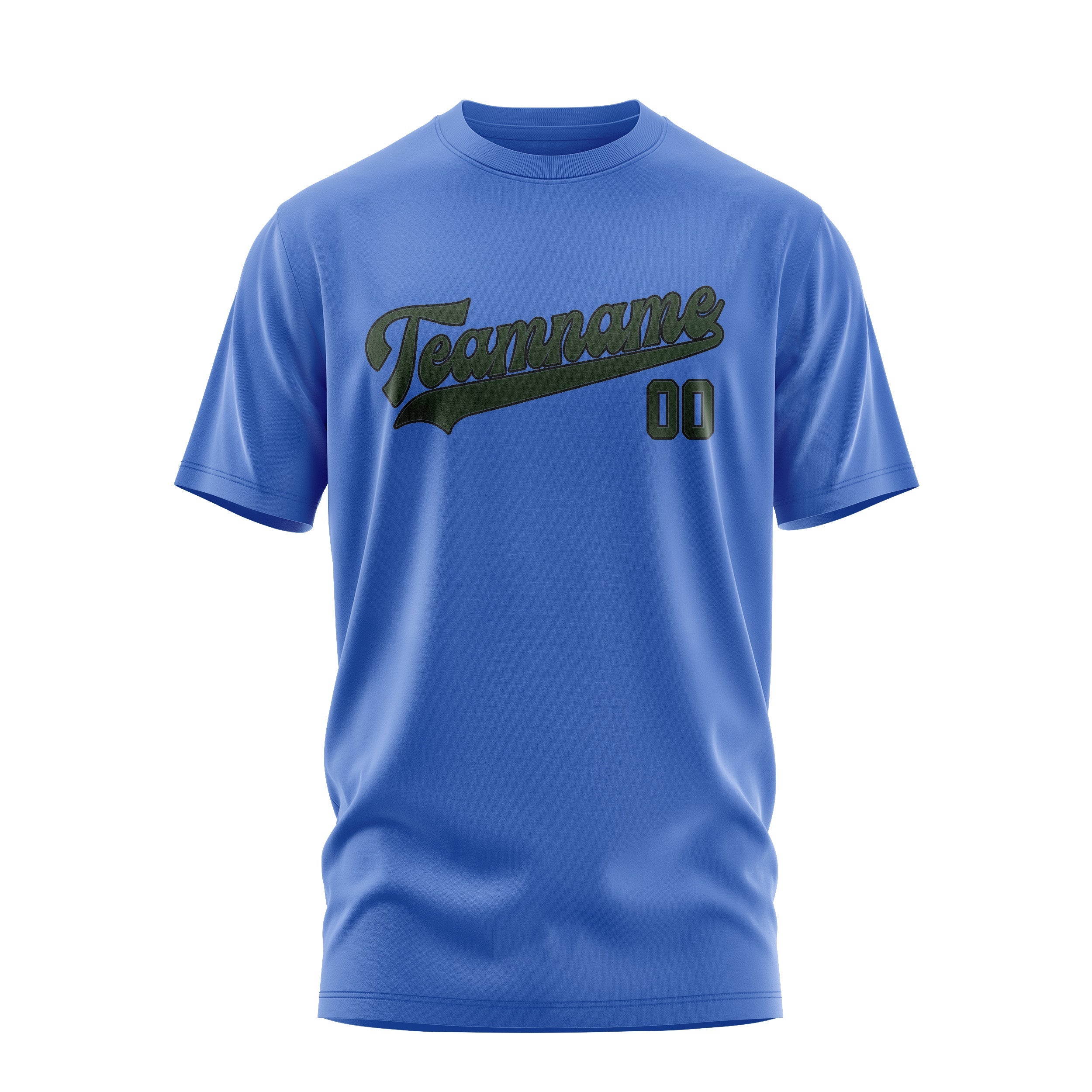 Custom Sky Blue Dark Green T-Shirt