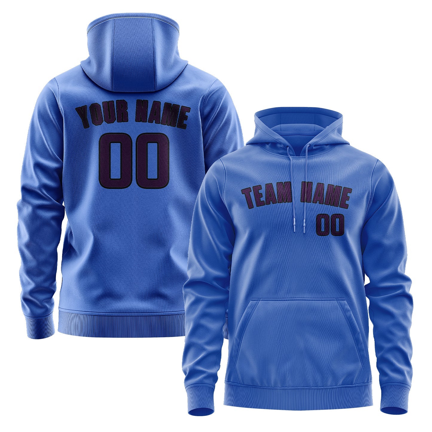 Custom Sky Blue Purple Hoodie