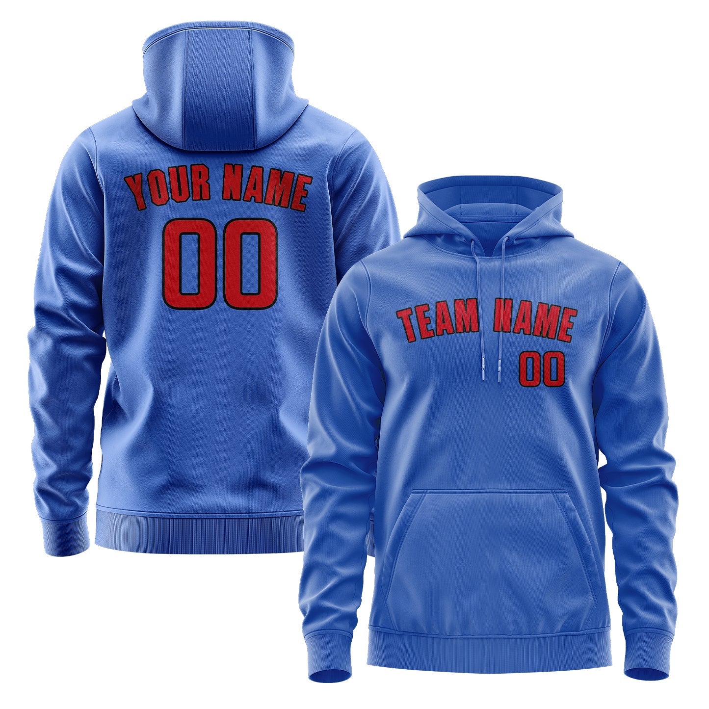 Custom Sky Blue Red Hoodie