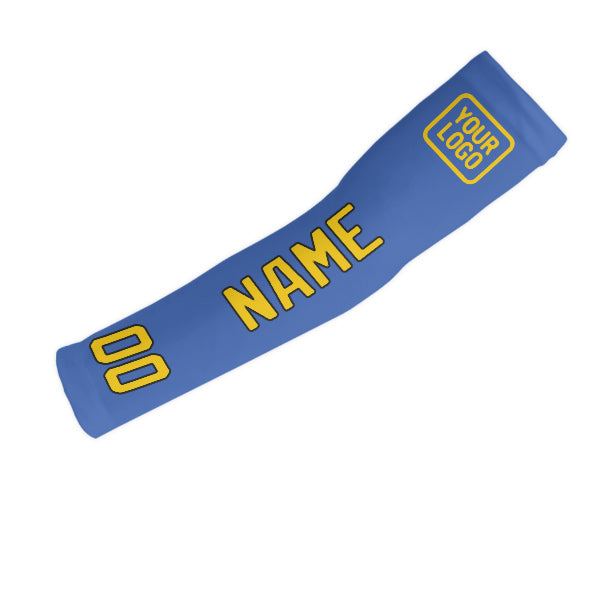 Custom Sky Blue Gold Arm Sleeve