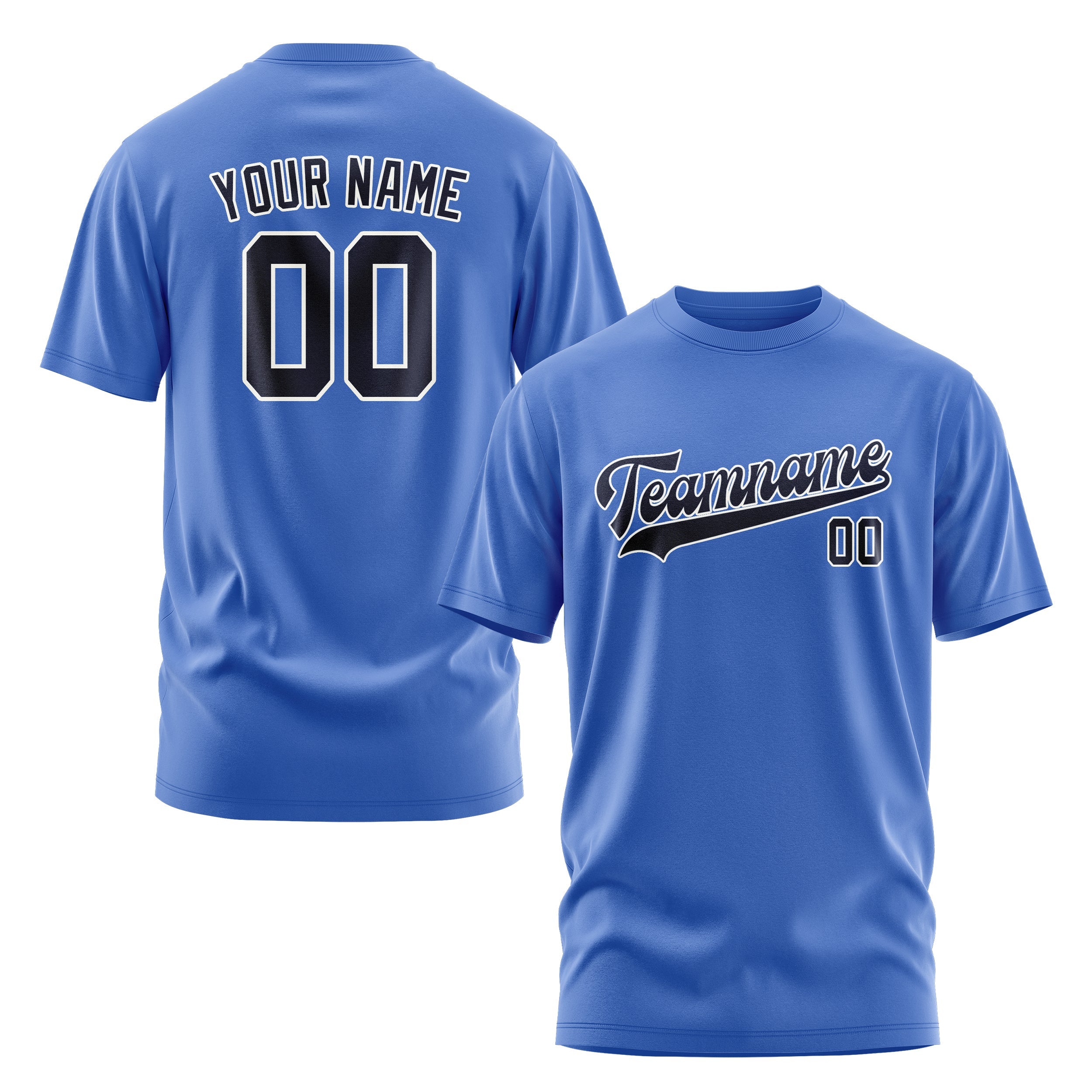 Custom Sky Blue Navy T-Shirt