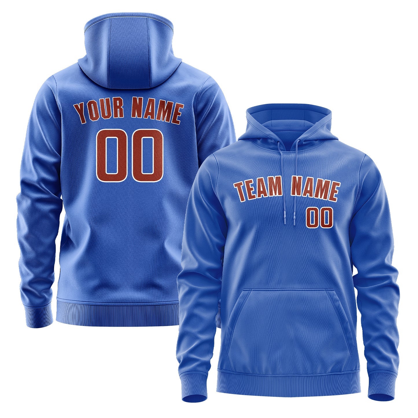 Custom Sky Blue Coral Red Hoodie