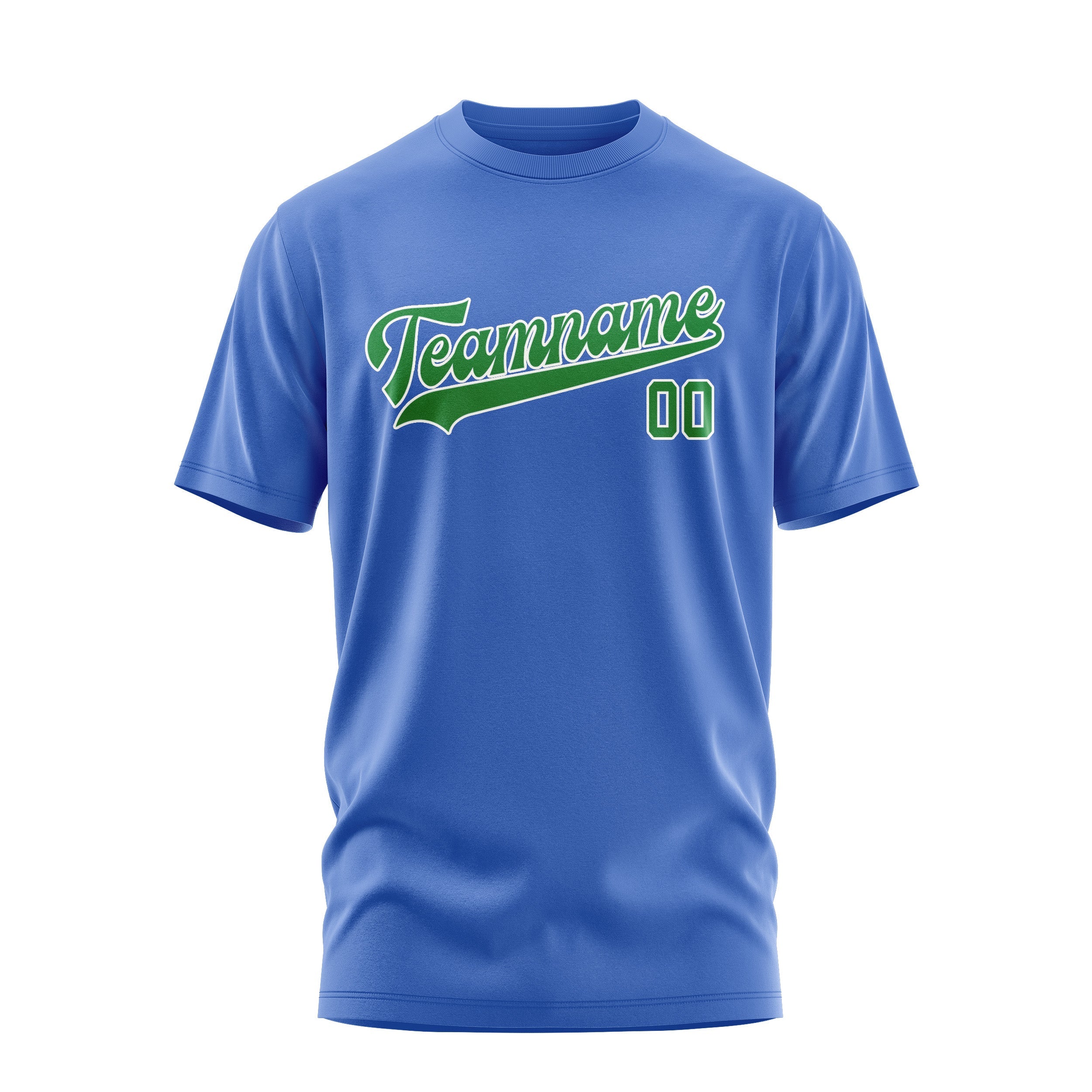 Custom Sky Blue Emerald Green T-Shirt
