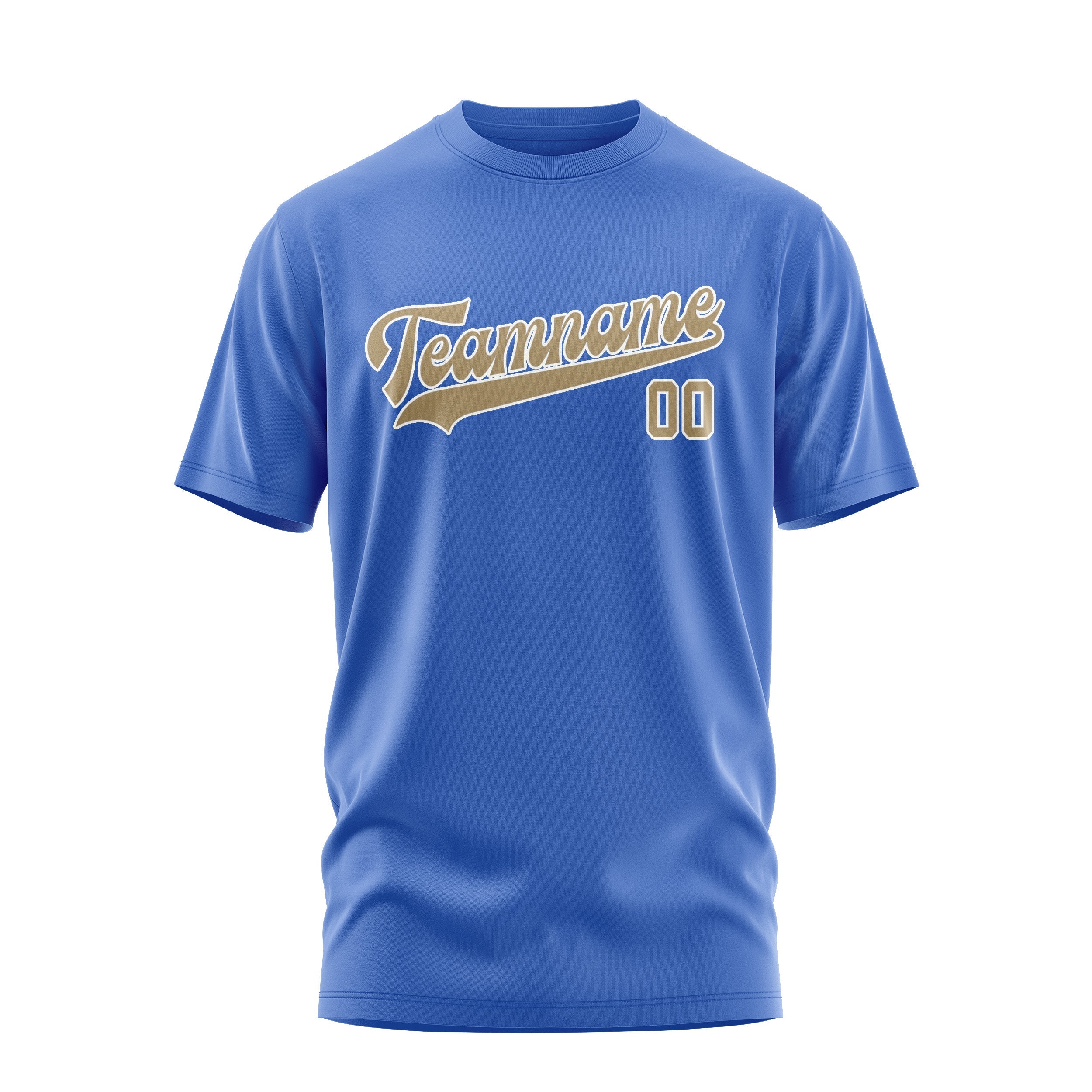 Custom Sky Blue Light Khaki T-Shirt