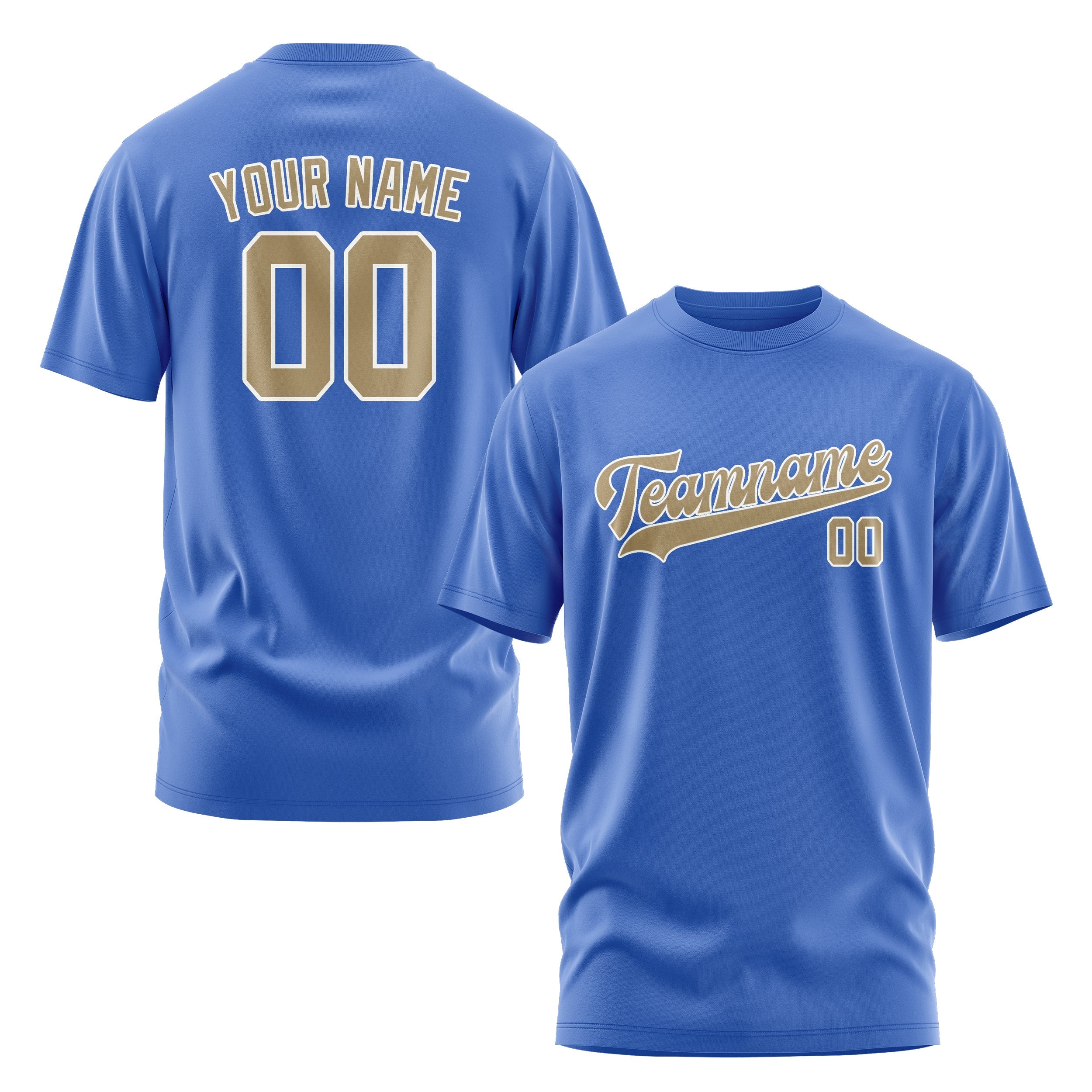 Custom Sky Blue Light Khaki T-Shirt