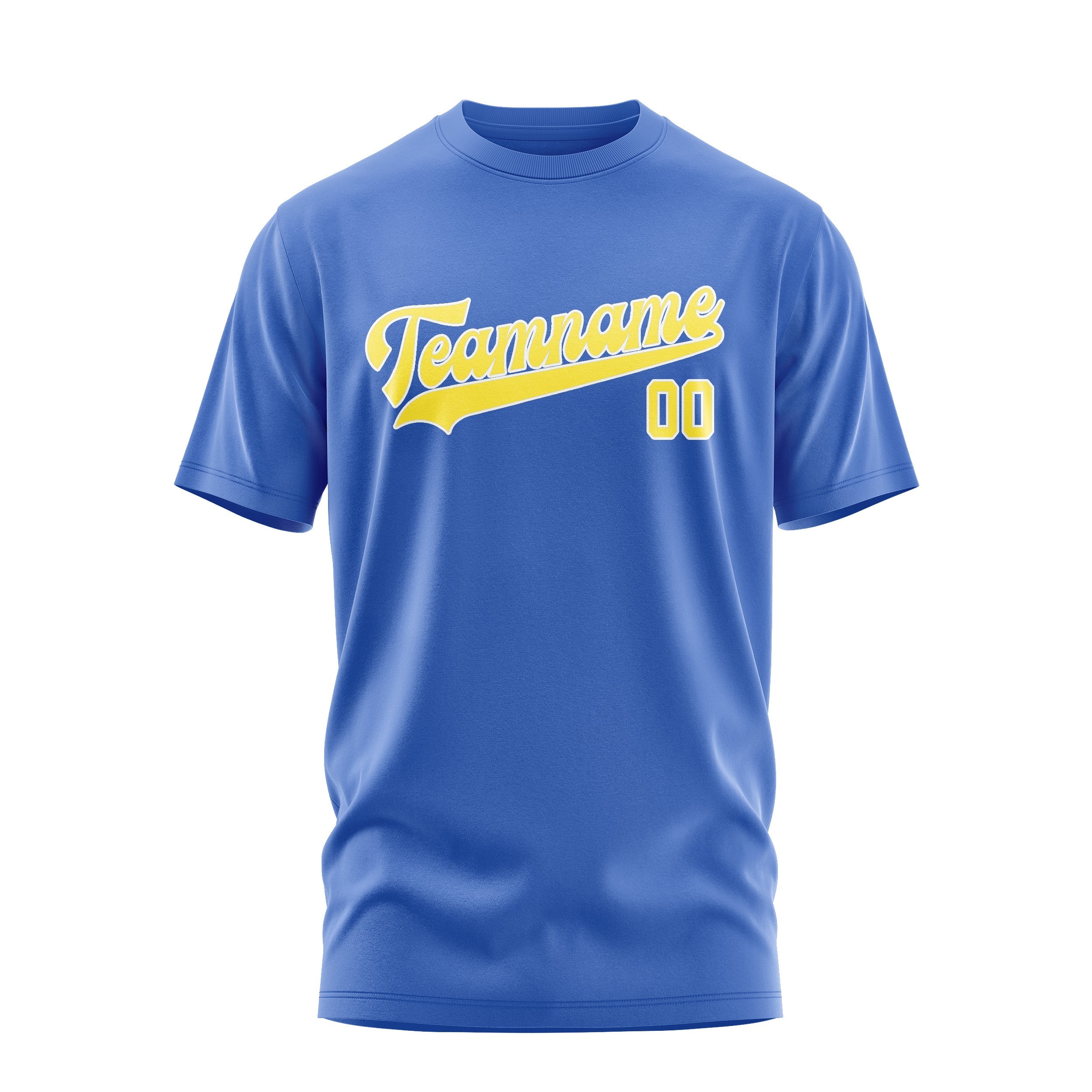 Custom Sky Blue Light Yellow T-Shirt
