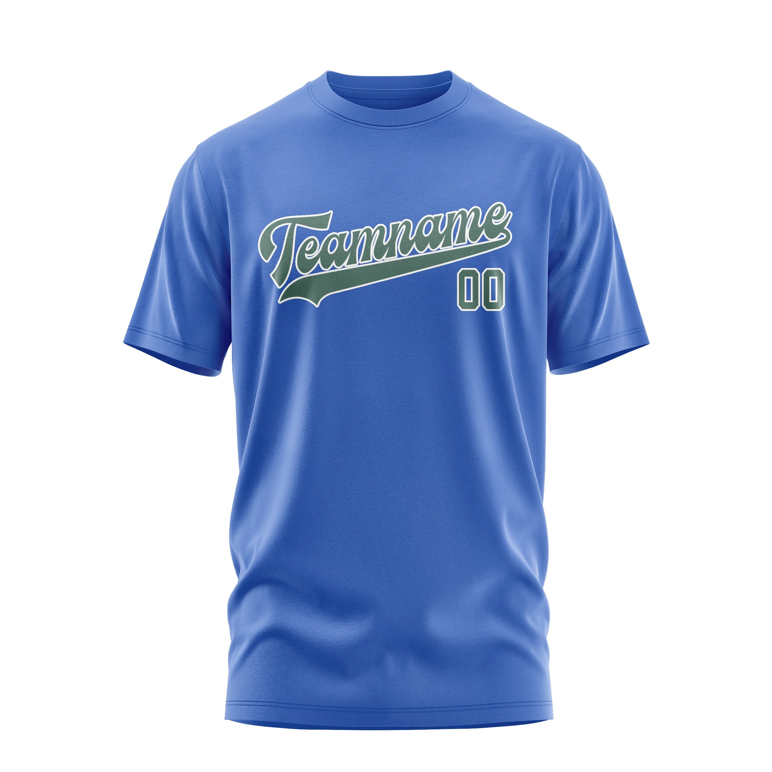 Custom Sky Blue Blue Green T-Shirt