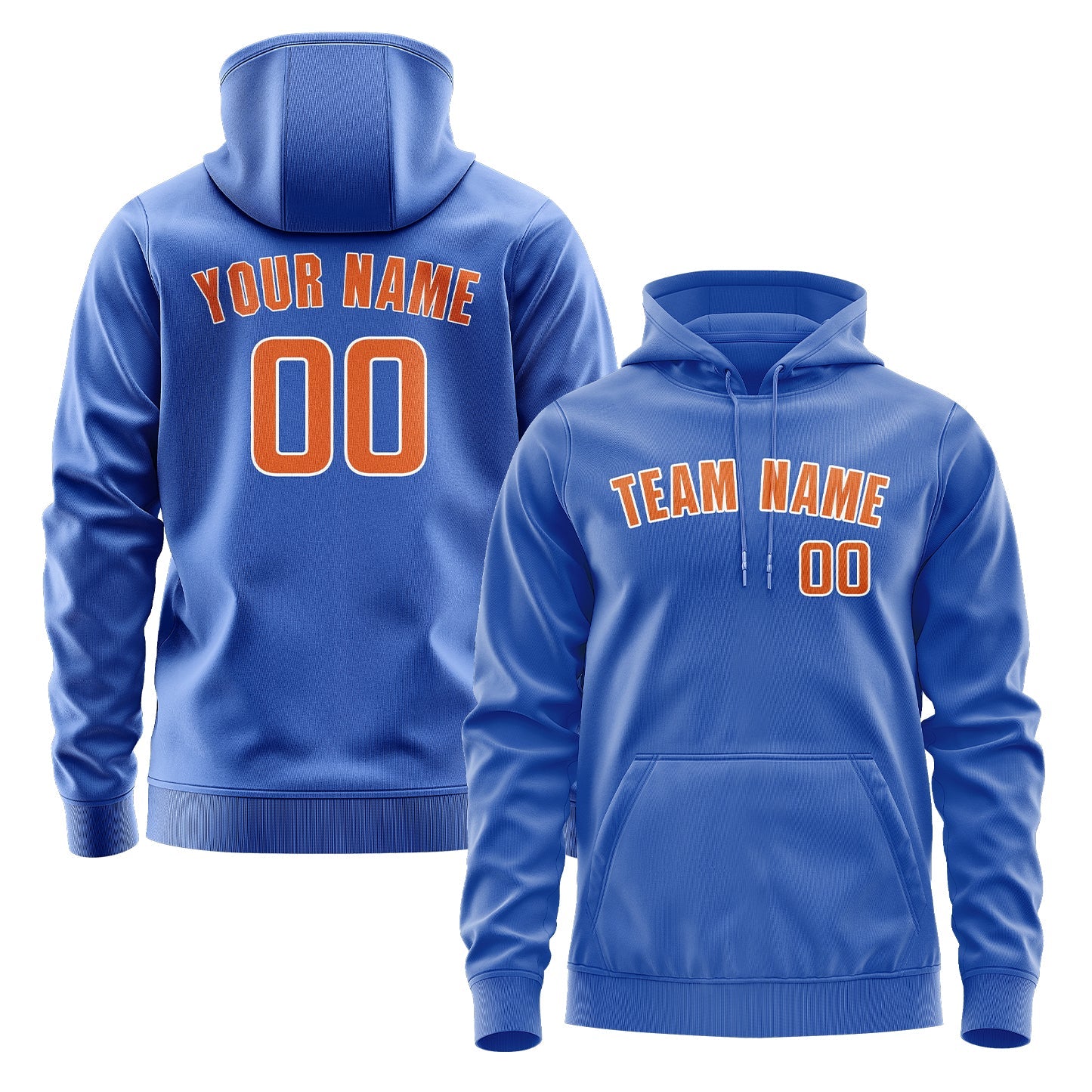 Custom Sky Blue Orange Hoodie
