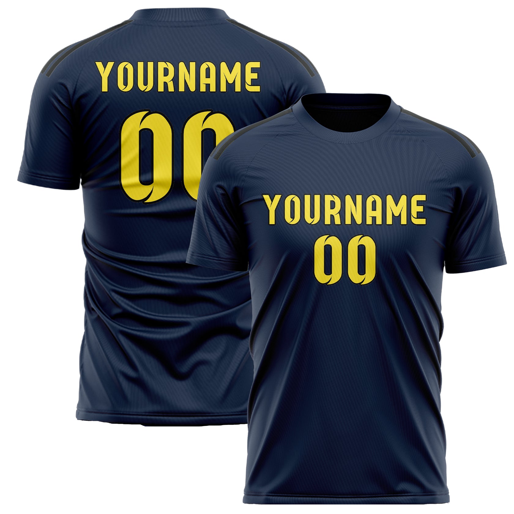 Custom Blue Light Yellow Soccer Jersey