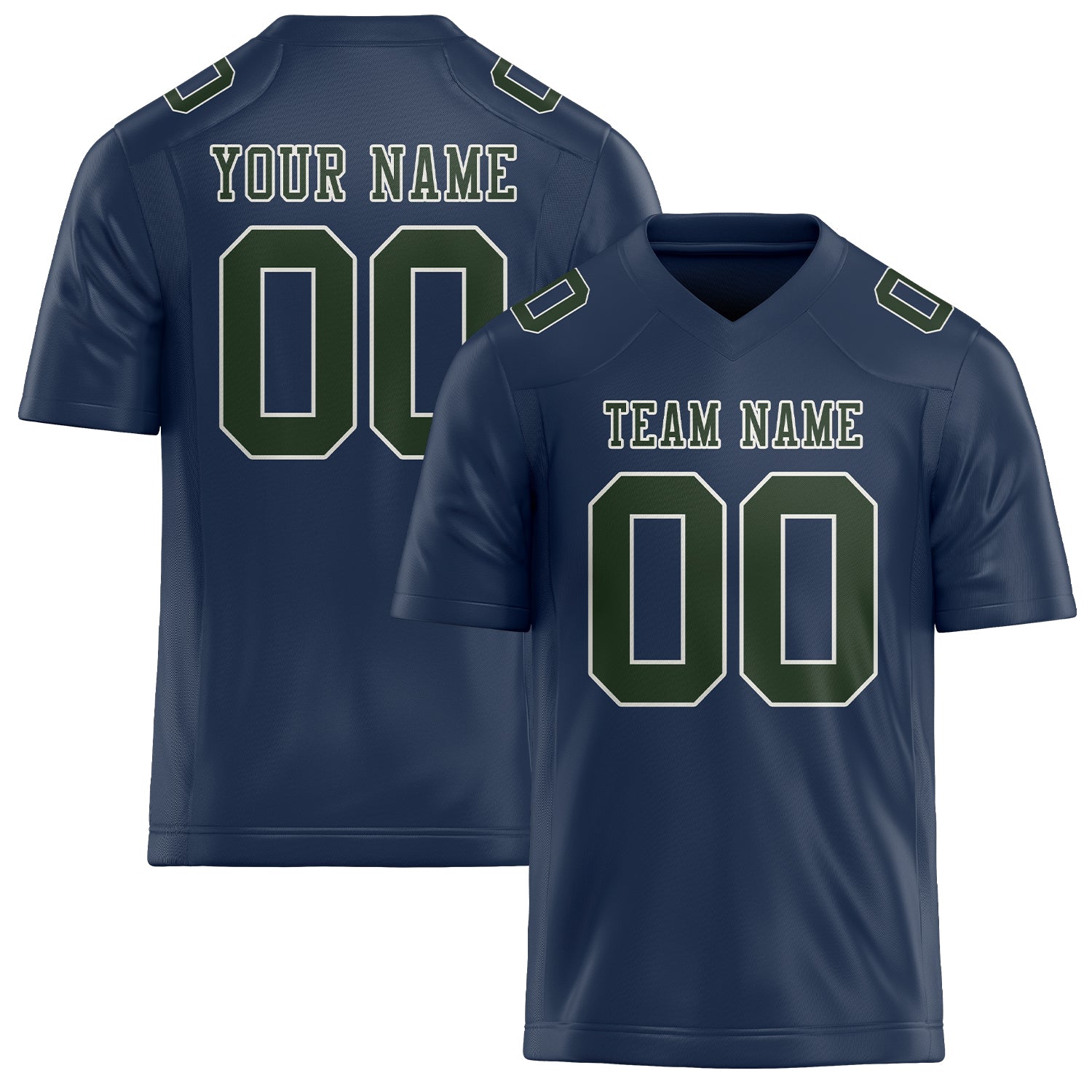 Custom Blue Dark Green Football Jersey