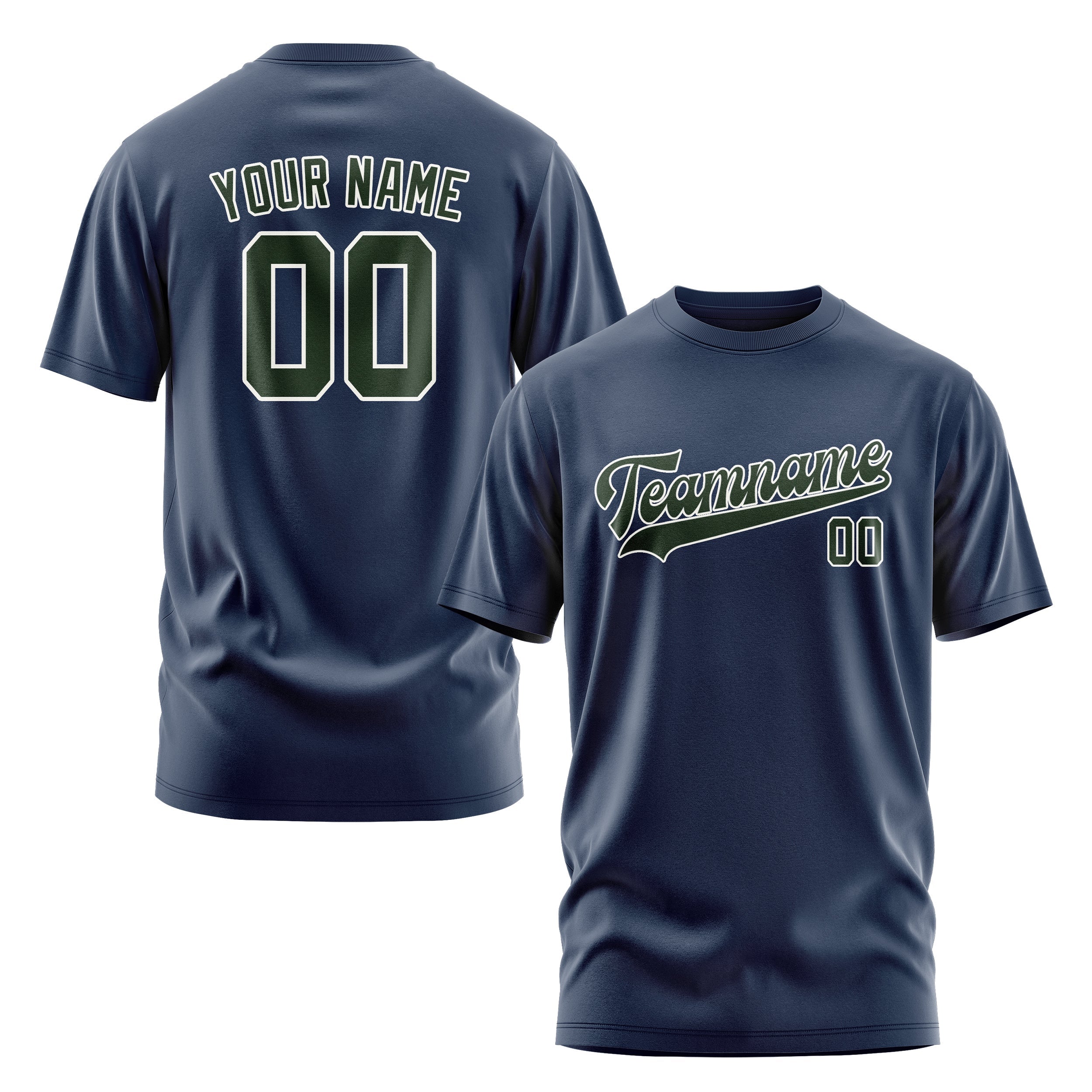 Custom Blue Dark Green T-Shirt