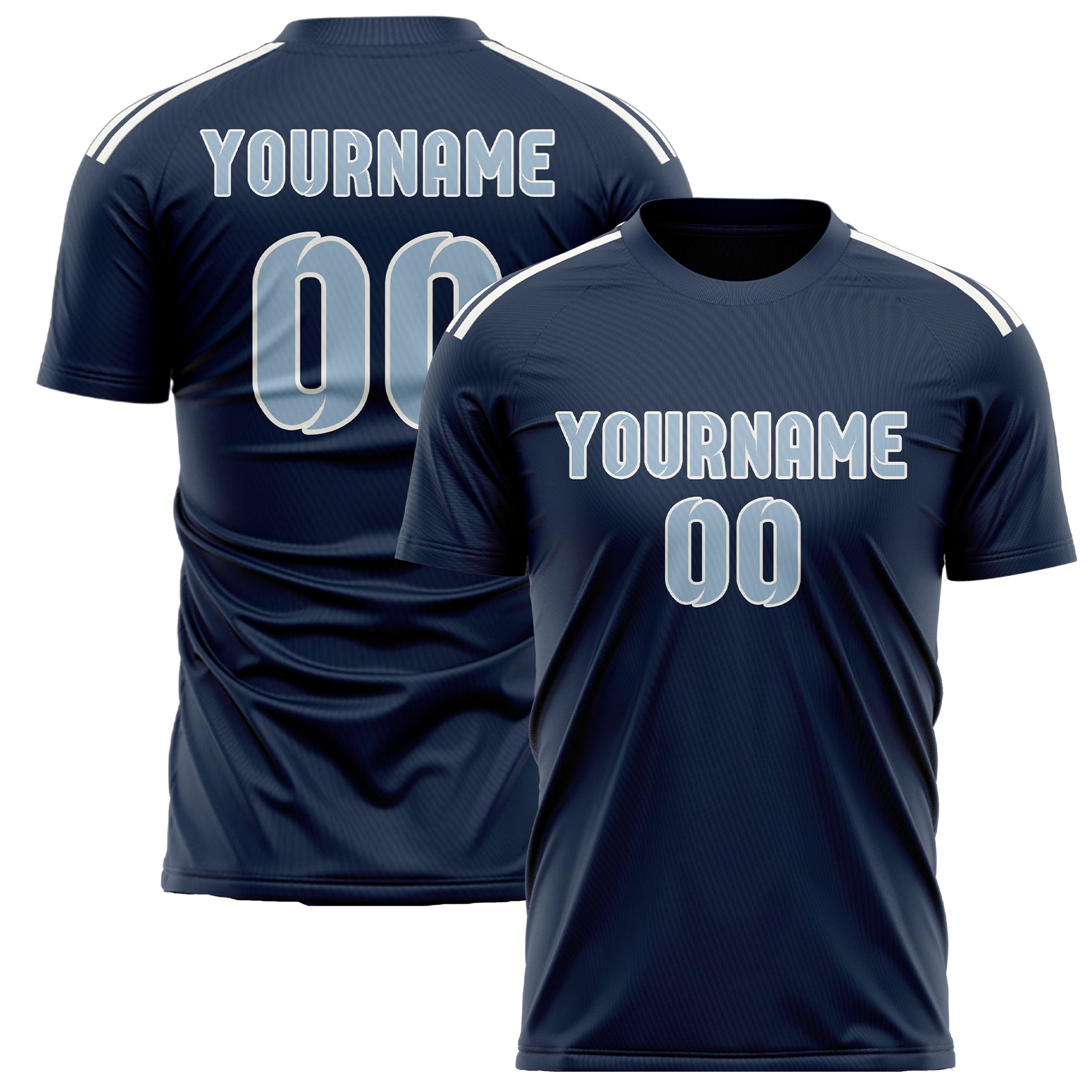 Custom Blue Light Blue Soccer Jersey