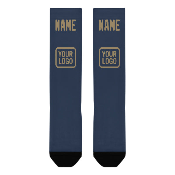Custom Blue Light Khaki Knee-High Sock