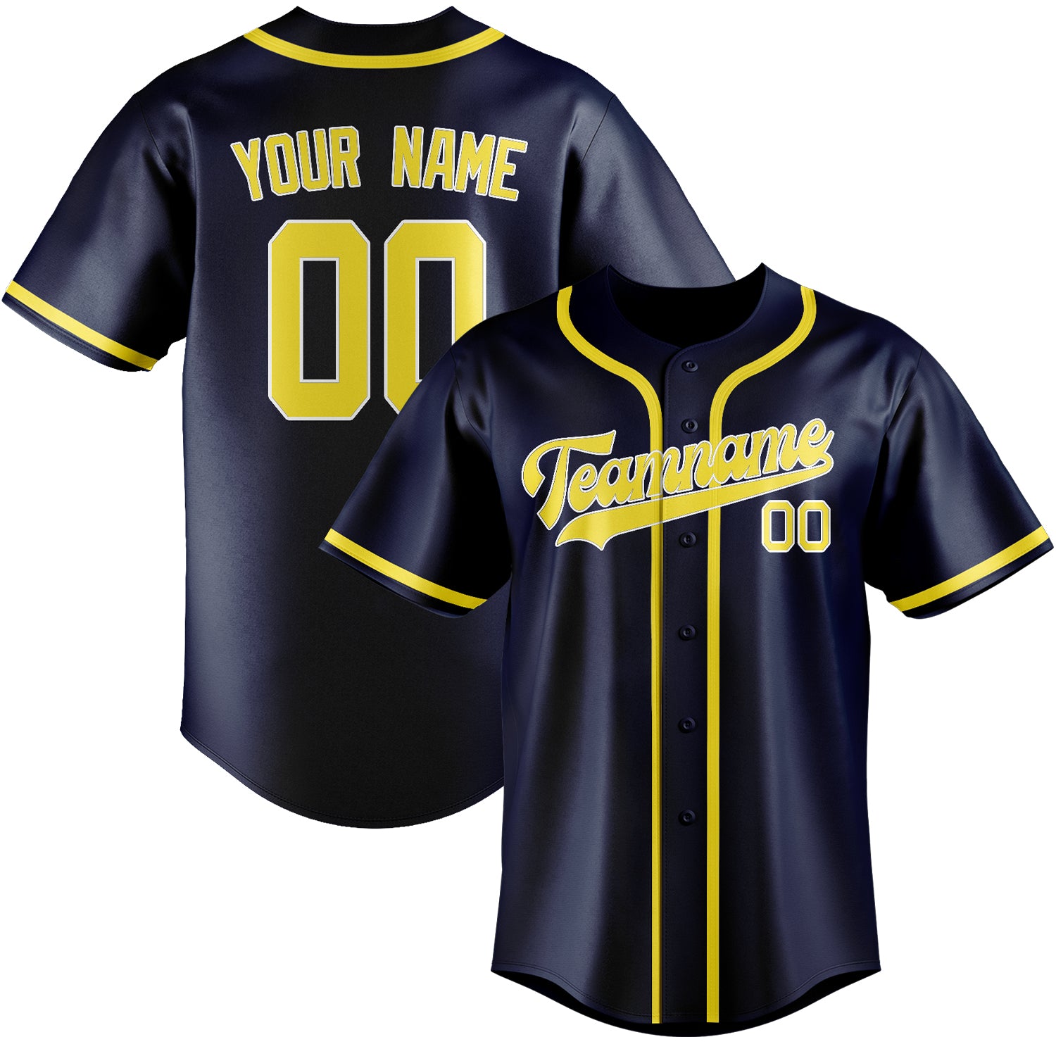Custom Blue Light Yellow Baseball Jersey