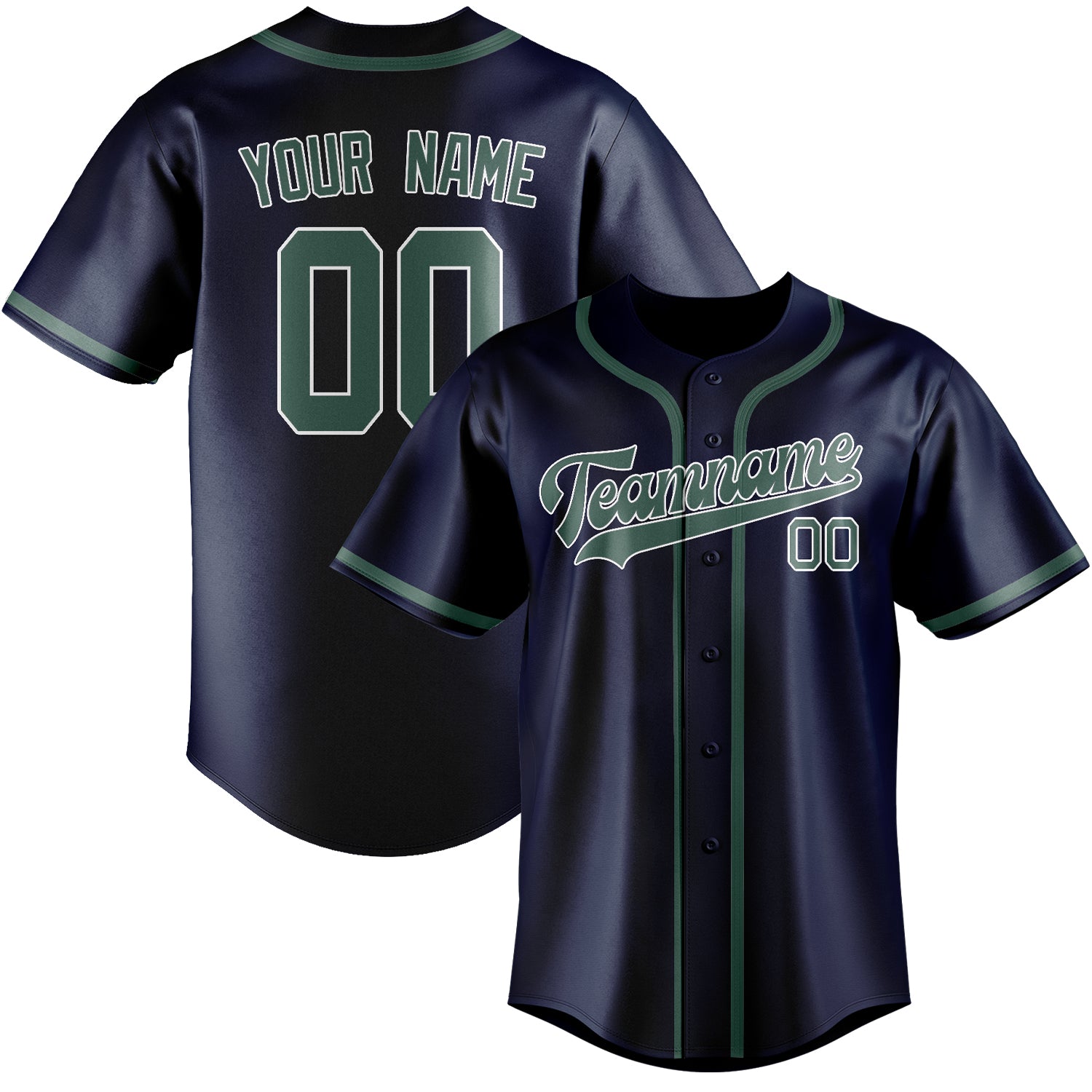 Custom Blue Blue Green Baseball Jersey