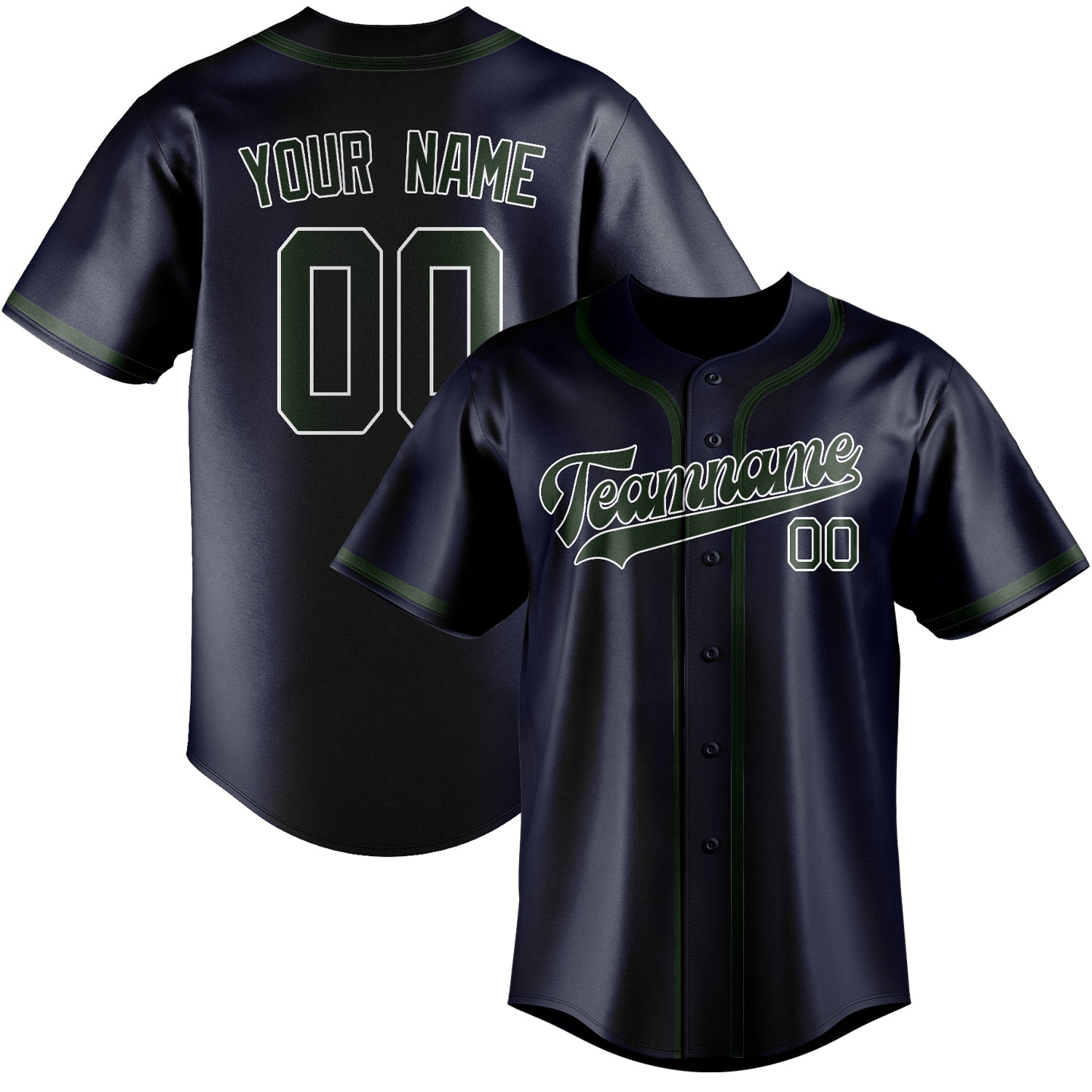 Custom Navy Dark Green Baseball Jersey
