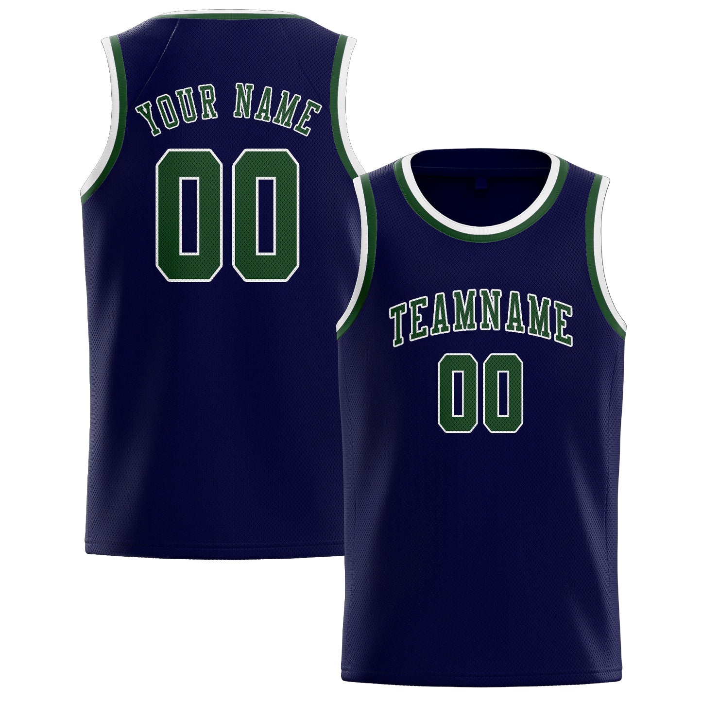 Custom Navy Dark Green Basketball Jersey
